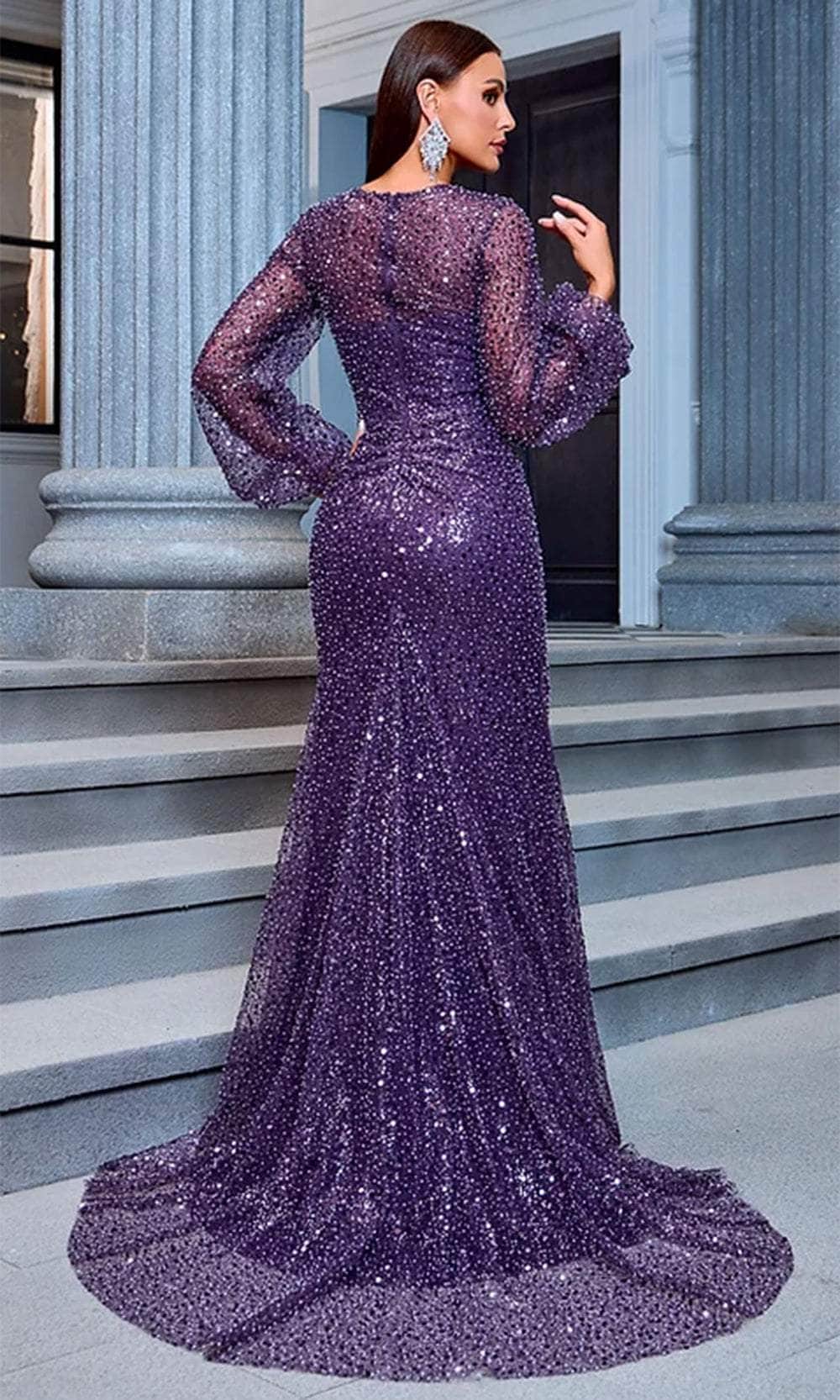 J'Adore Dresses JM201 - Sequin Sleeve Evening Dress - Image 6