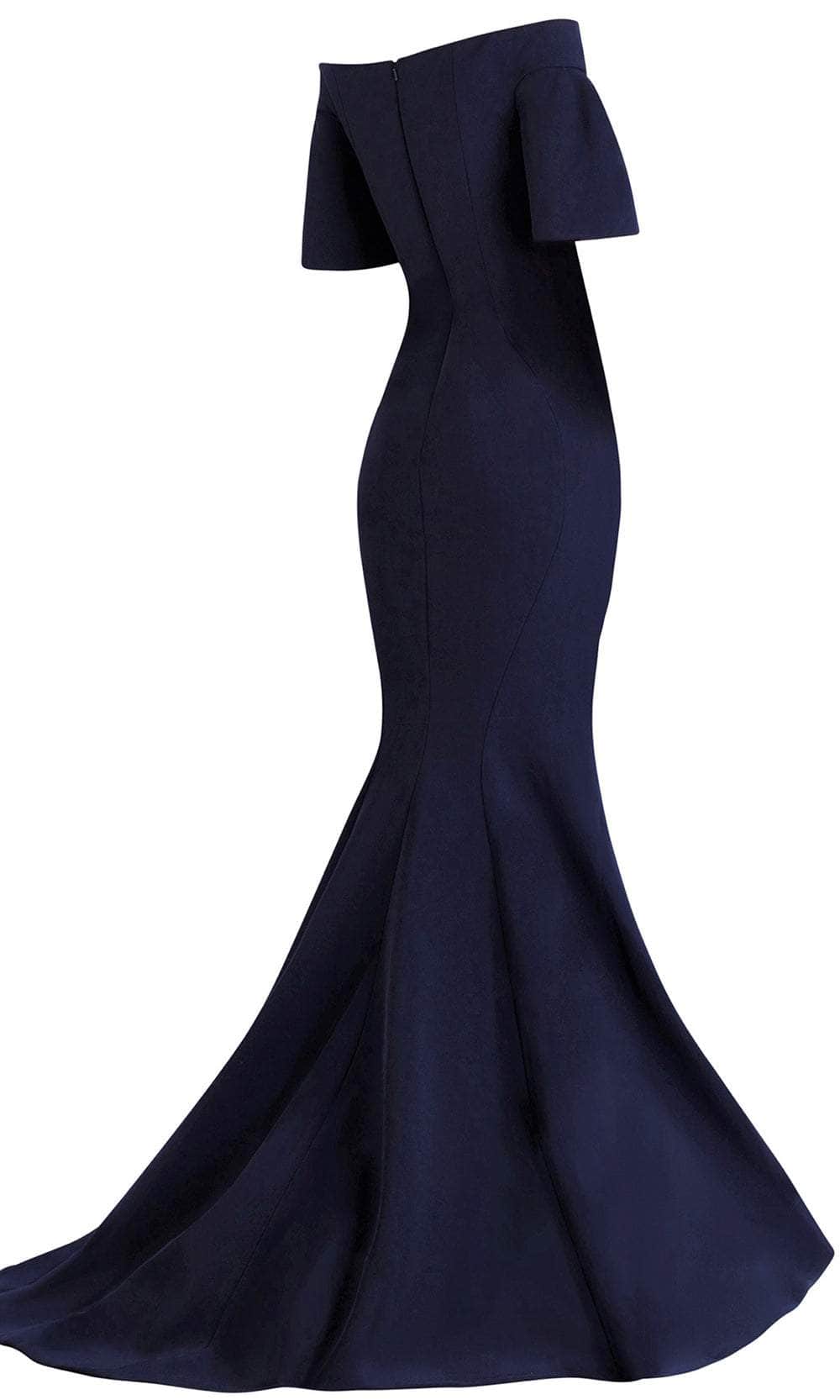 Janique 1941 - Notched Off-Shoulder Ruffle Sleeve Gown - Image 5