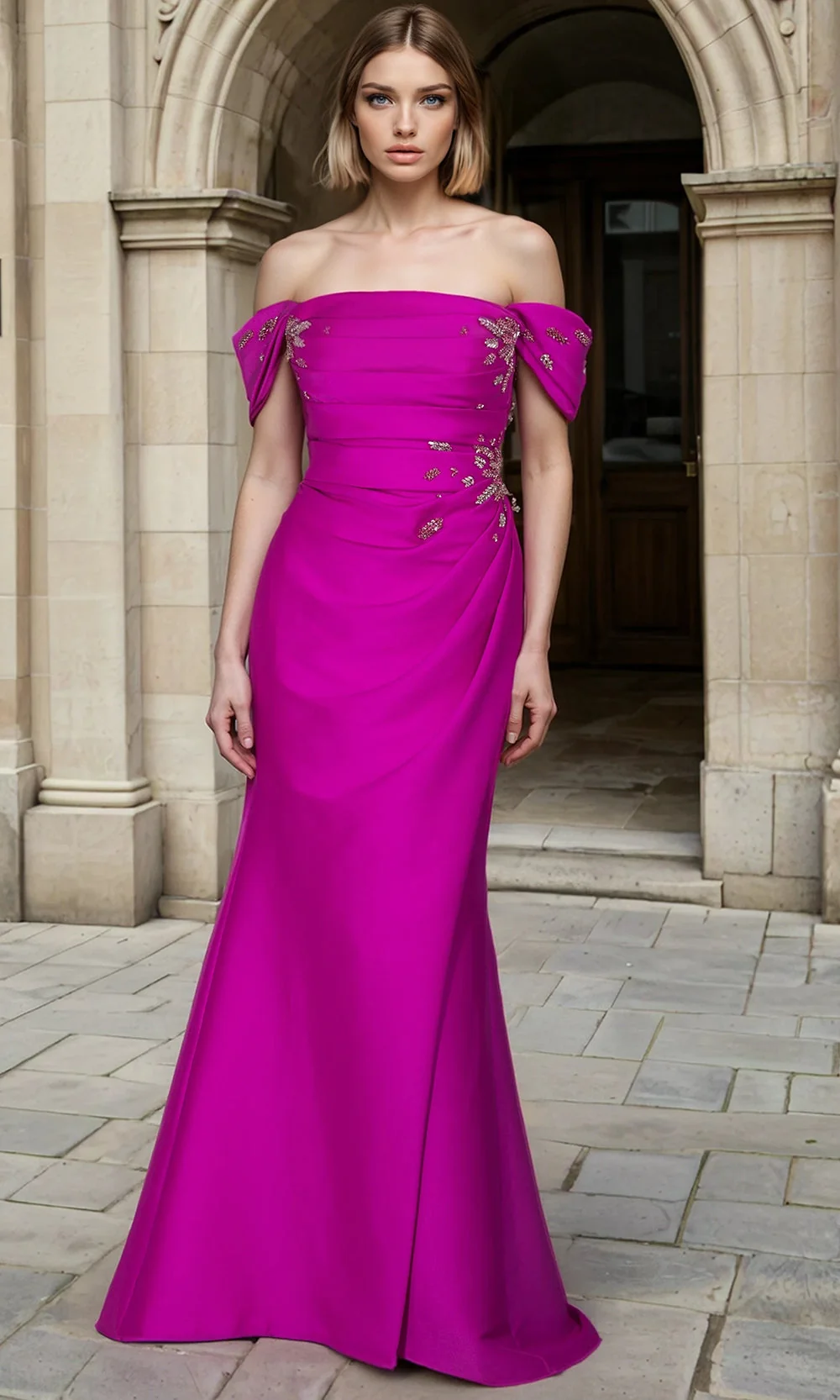 Janique 2619 - Ruching Embellished Off?Shoulder Prom Gown - Image 4