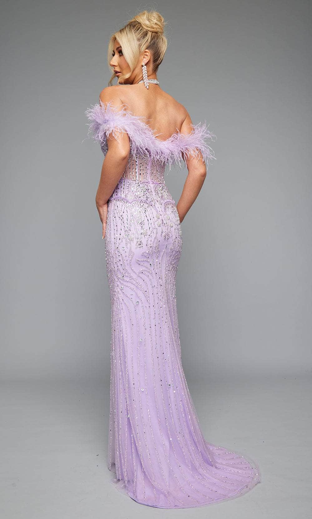 Jasz Couture 7630 - Halter Feather Accent Beaded Gown - Image 3