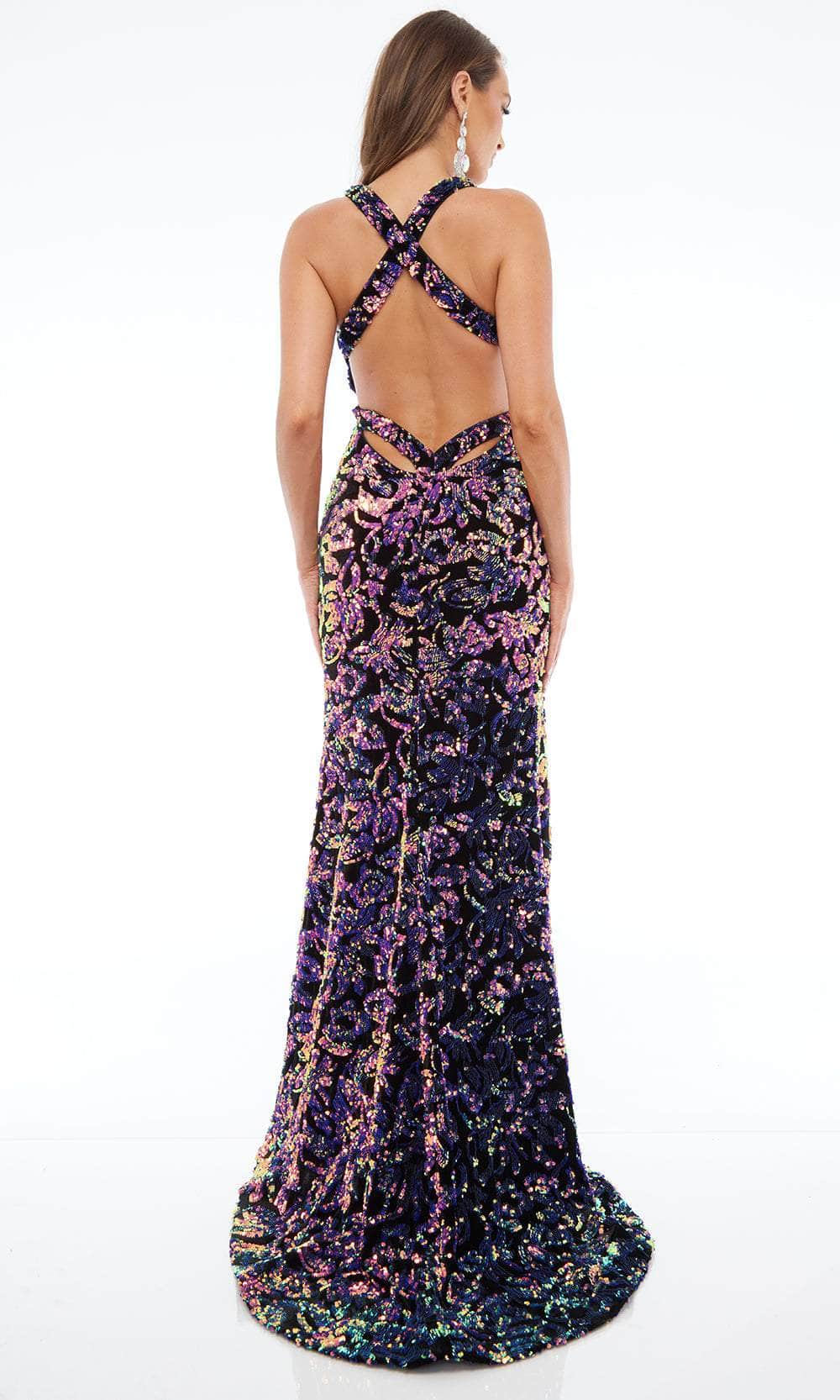 Jasz Couture 7641 - Elegant Deep V-Neck Velvet Dress - Image 2