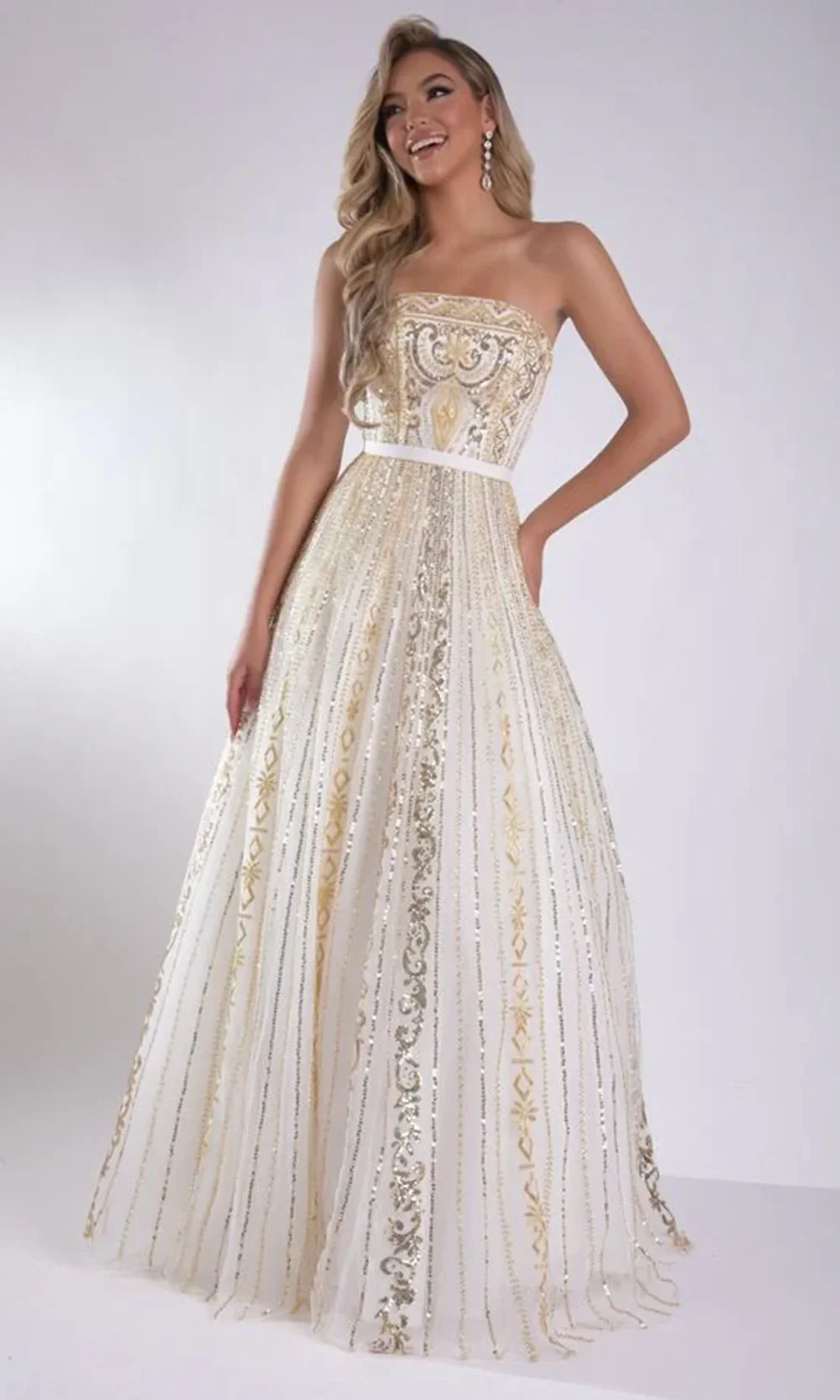 Jasz Couture 7952 - Beaded Detail Strapless Ballgown