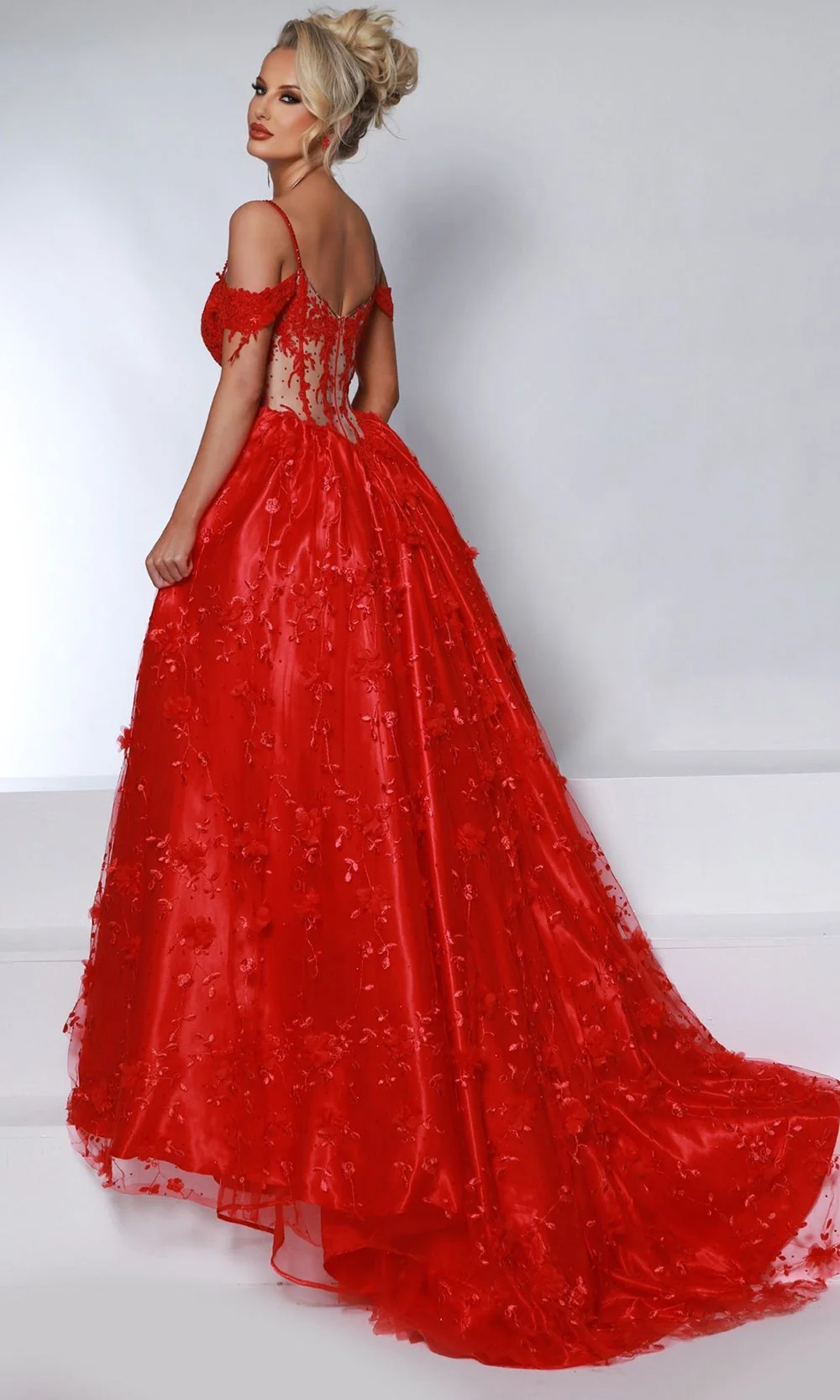 Johnathan Kayne 2965 - Cold Shoulder Overskirt Evening Gown - Image 2