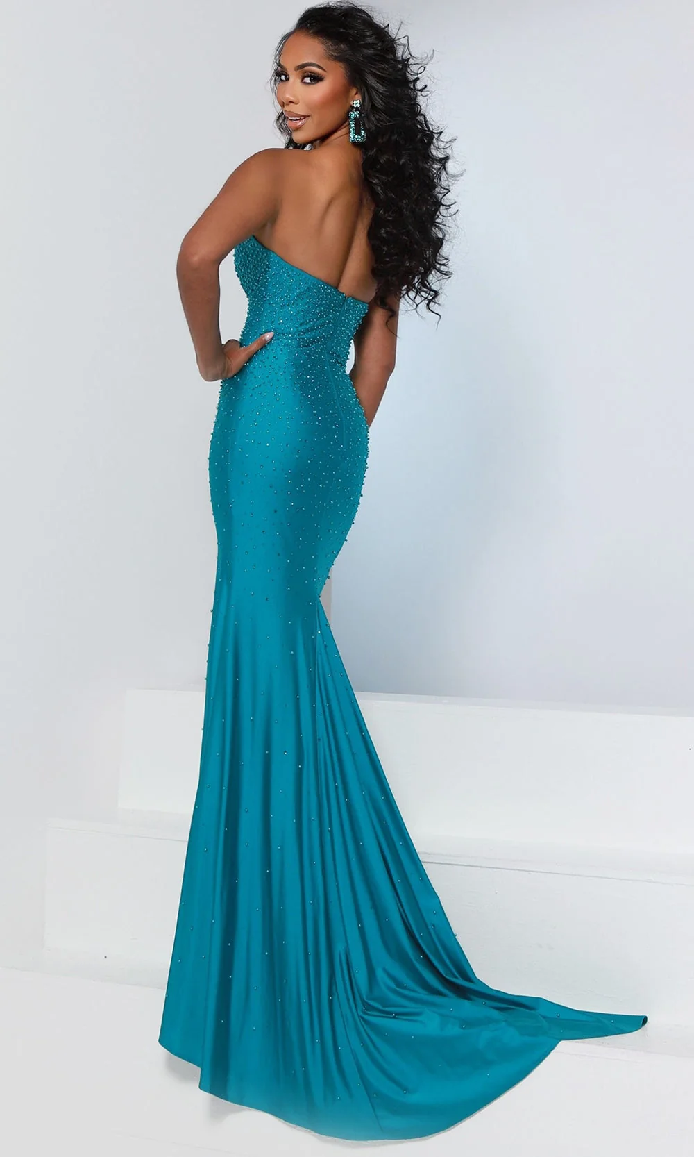 Johnathan Kayne 3314 - Strapless Pearls and Crystal Beaded Evening Gown - Image 4