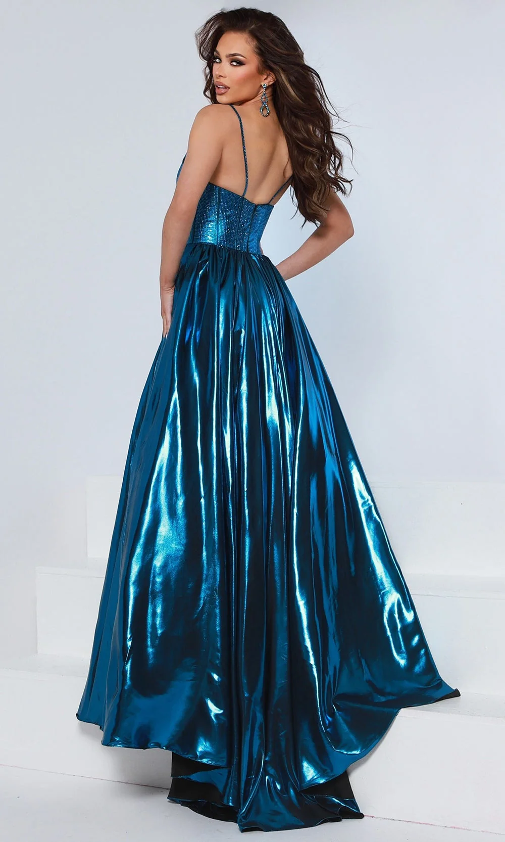 Johnathan Kayne 3315 - Illusion Metallic Corset Evening Gown - Image 2