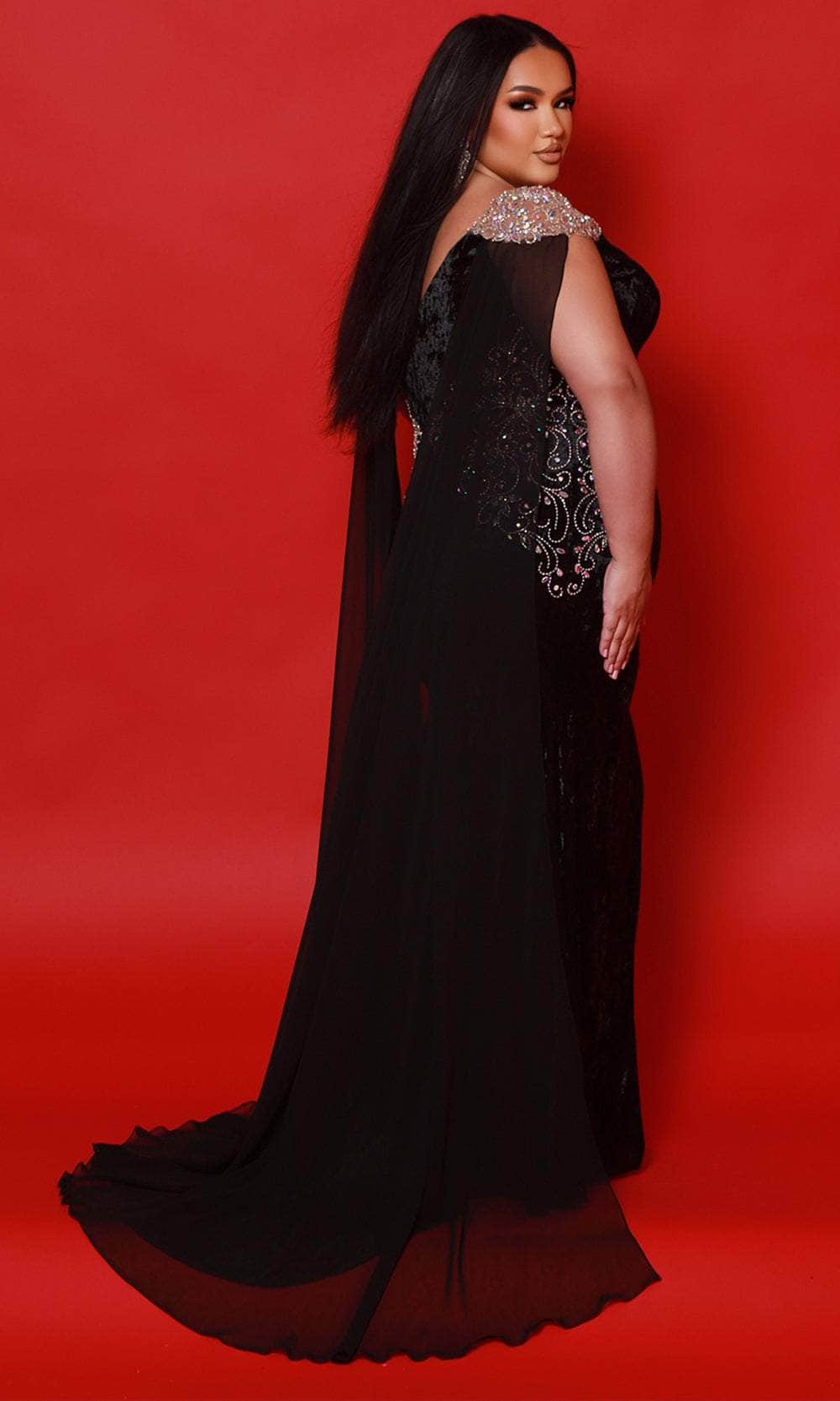 Johnathan Kayne for Sydney's Closet JK2515 - Floral Beaded Mermaid Gown with Slit - Image 2