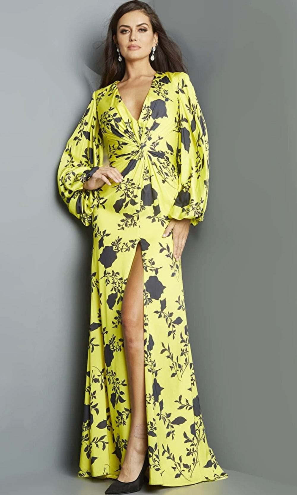 Jovani 09453SC - Stylistic Floral Evening Dress - Image 4