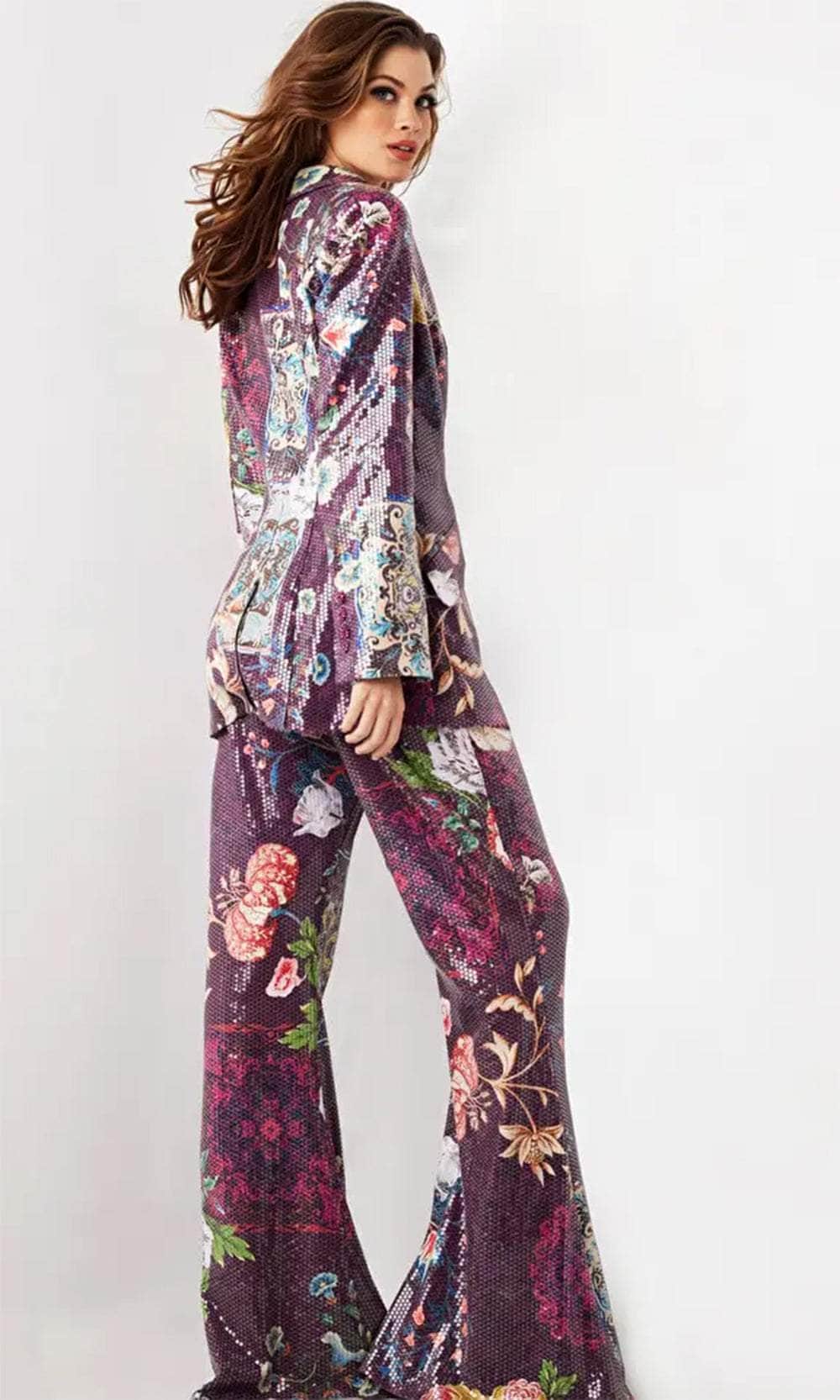 Jovani 26034 - Sequin Pantsuit with Deep V-Neckline - Image 2