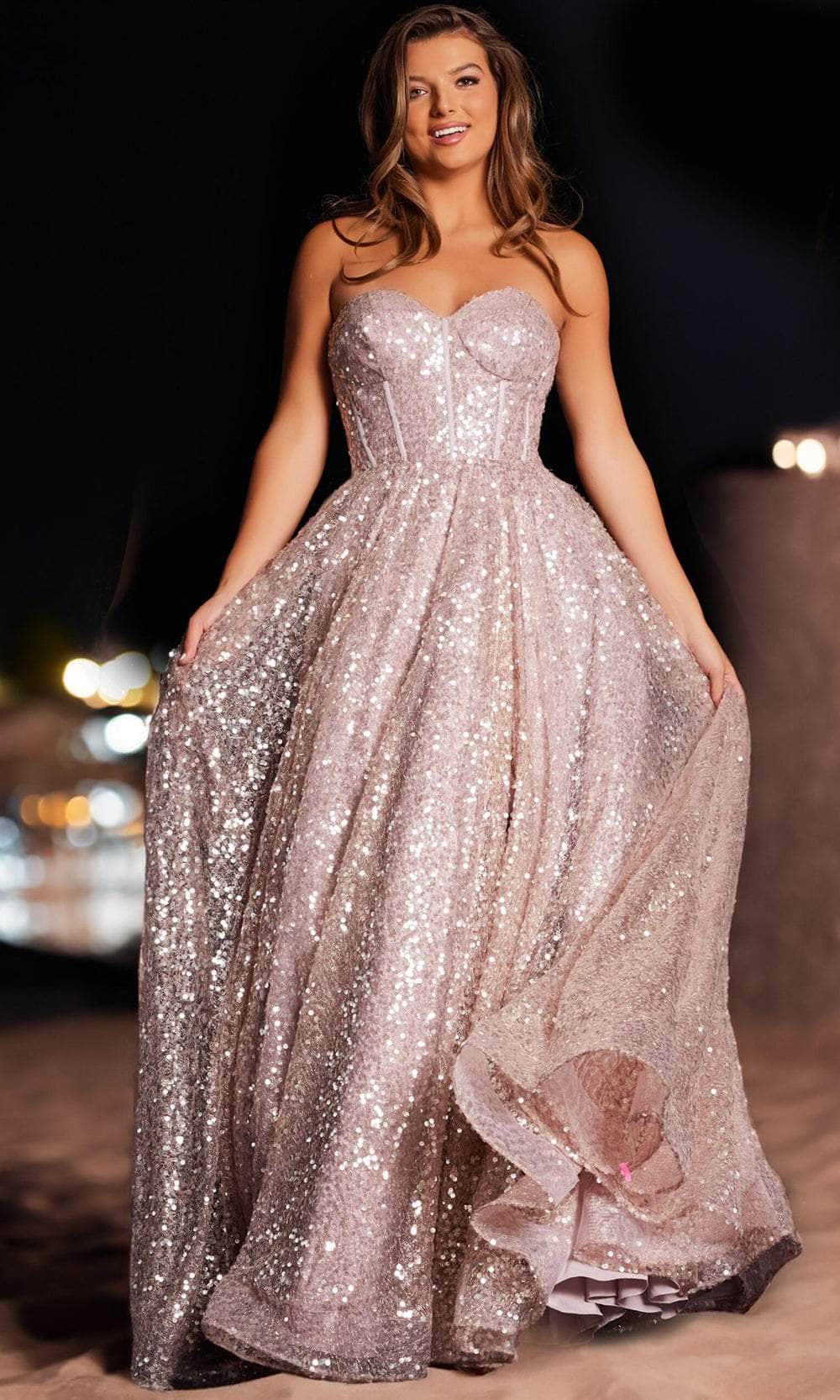 Jovani 38607 - Corset Sequins Prom Dress - Image 4