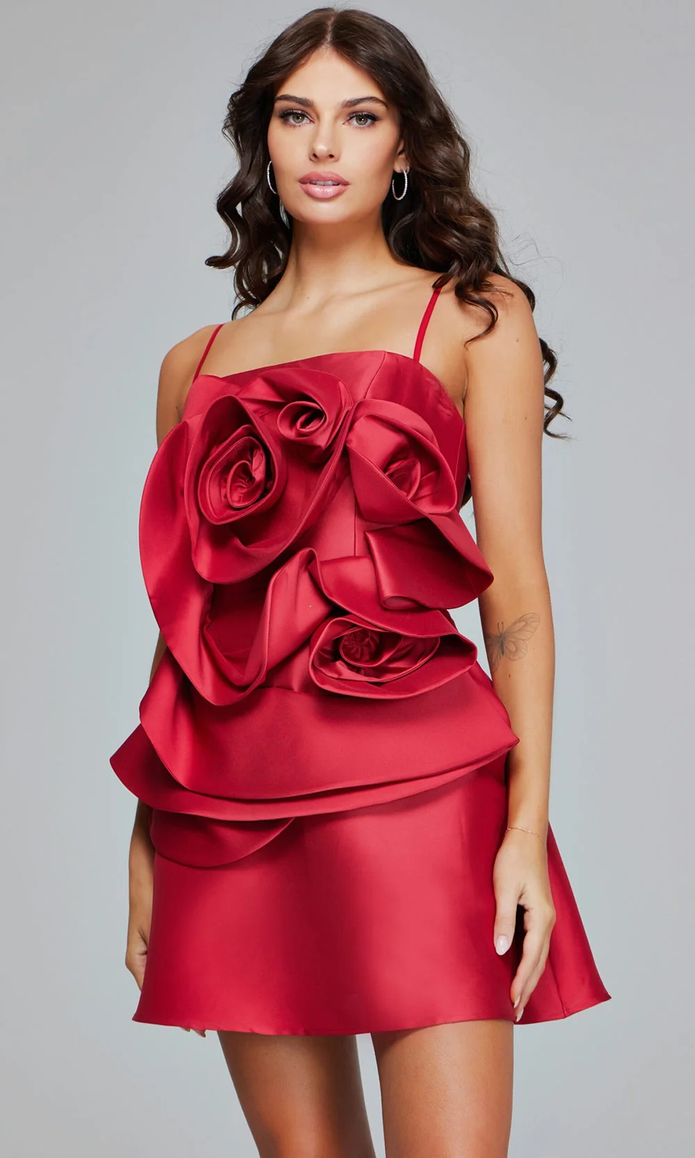 Jovani 39750 - Square Neckline Rosette Party Dress - Image 3