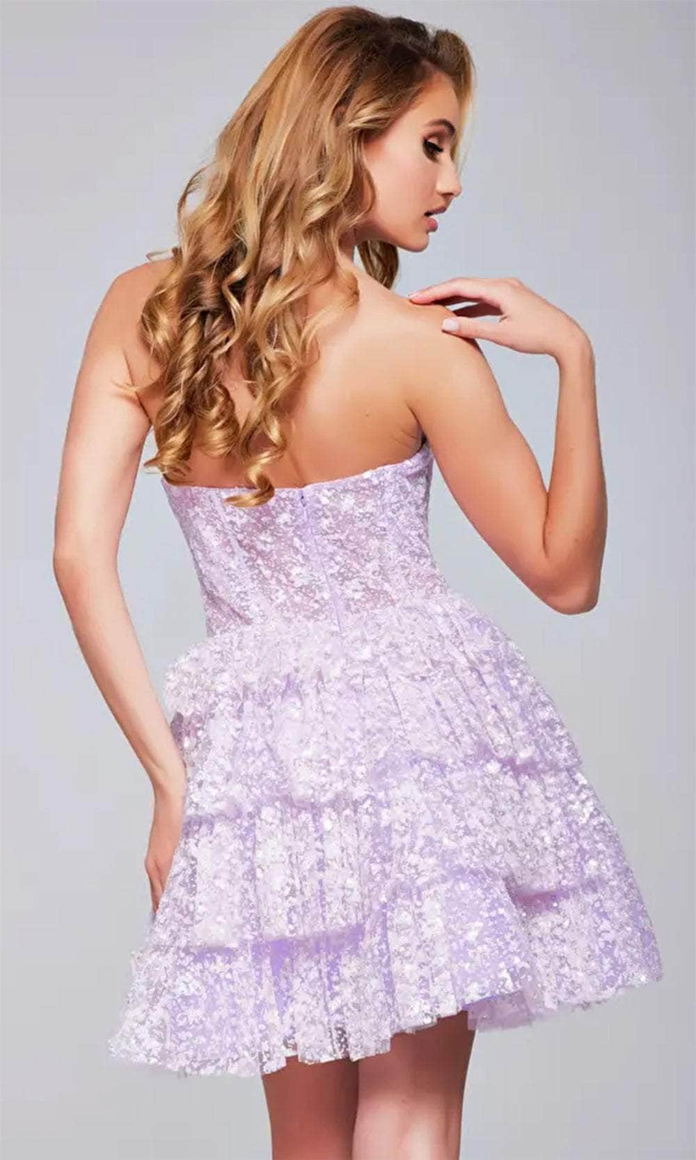 Jovani 40030 - Cowl Neck Tiered Cocktail Dress - Image 2