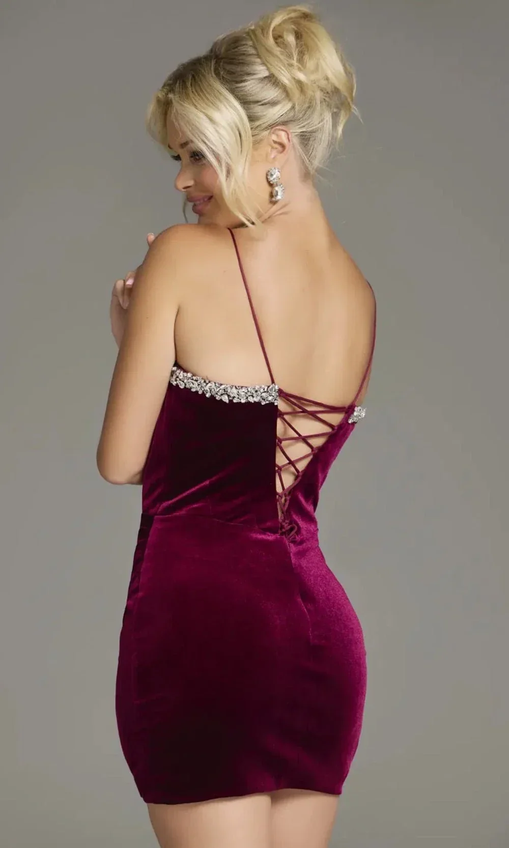 Jovani 40360 - Velvet Sweetheart Dress with Trim - Image 2