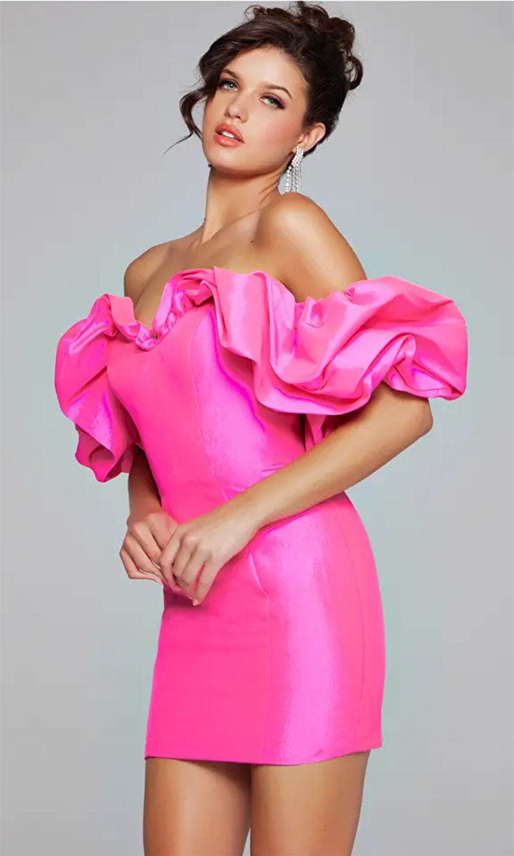 Jovani 40378 - Off Shoulder Ruffle Cocktail Dress - Image 3