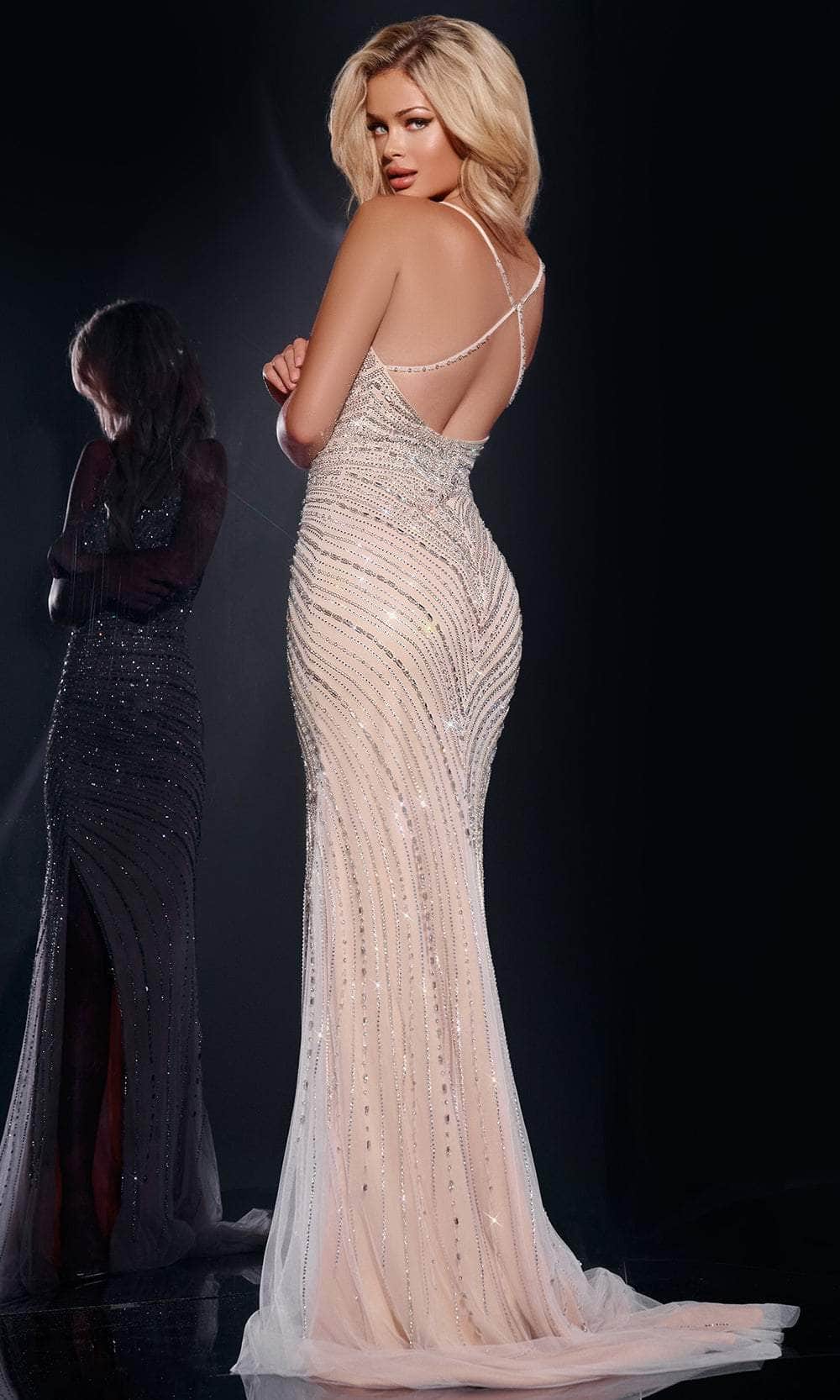 Jovani 40820 - V-Neck Crystal Beaded Prom Gown - Image 2