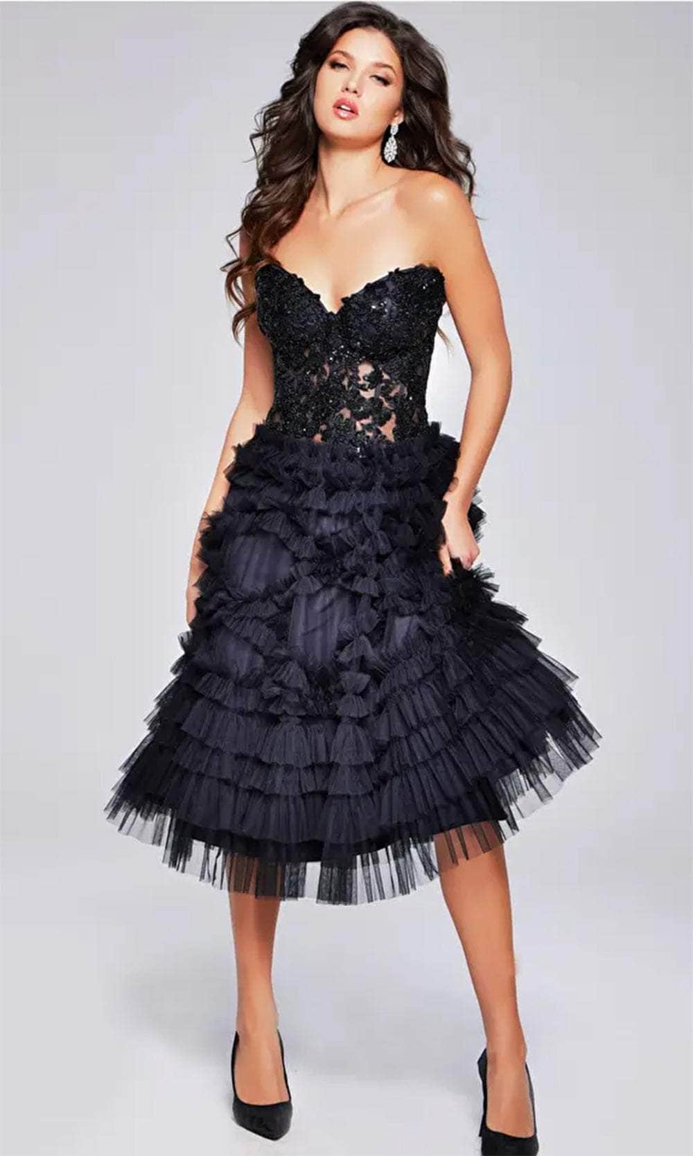 Jovani 40854 - Strapless Knee-Length Dress