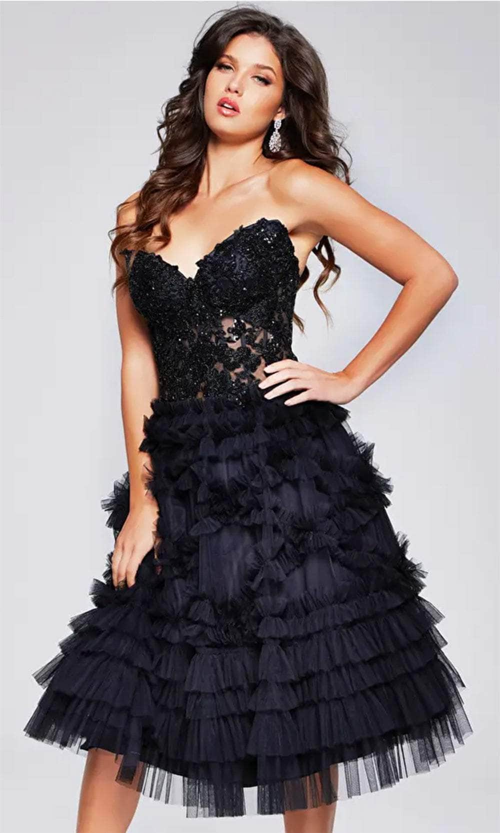 Jovani 40854 - Strapless Knee-Length Dress - Image 3