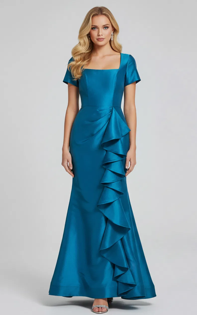 Jovani 41128 - Ruffle Draped Evening Gown - Image 6