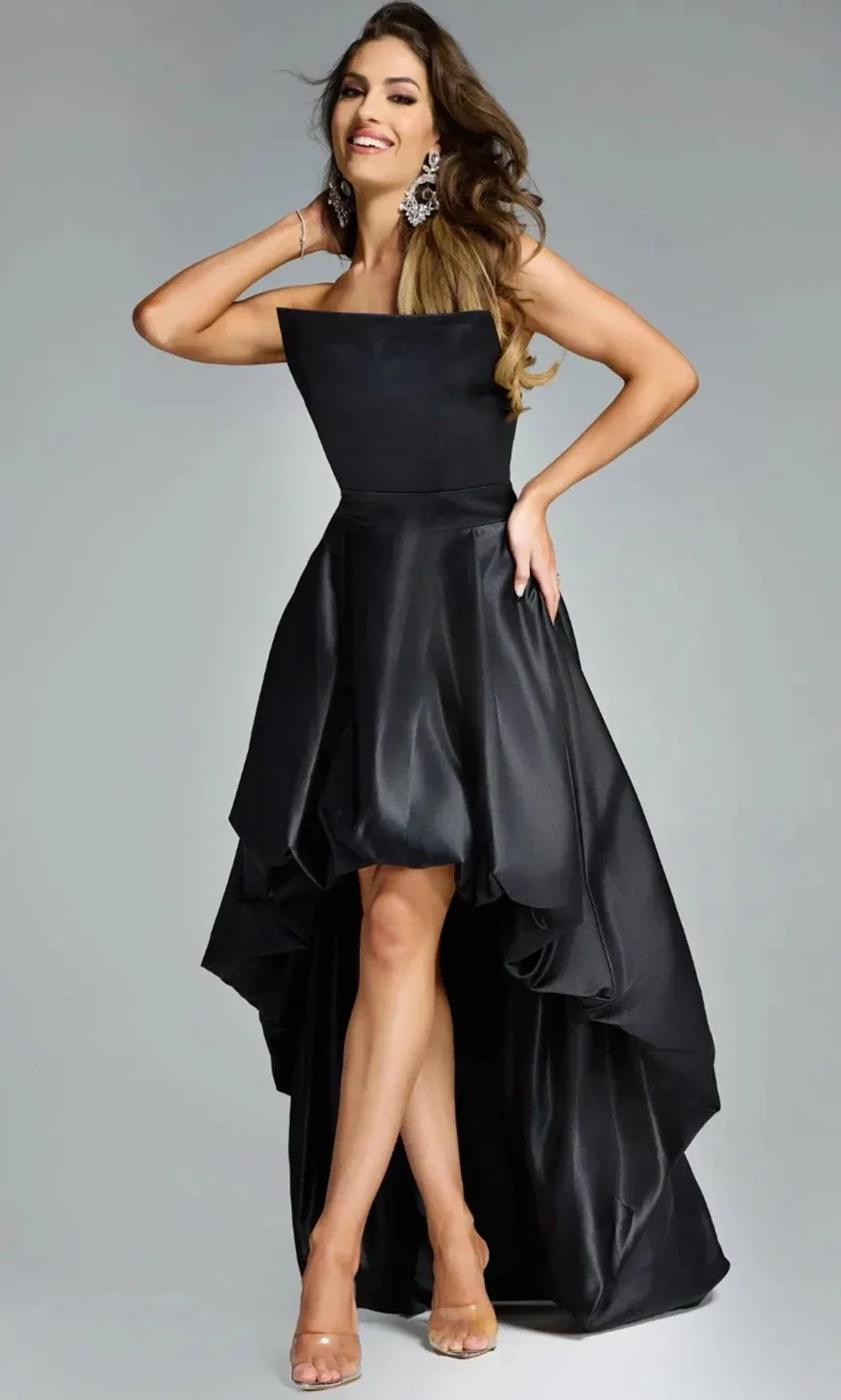 Jovani 42357 - Bubble Hem Strapless Asymmetric Gown - Image 3
