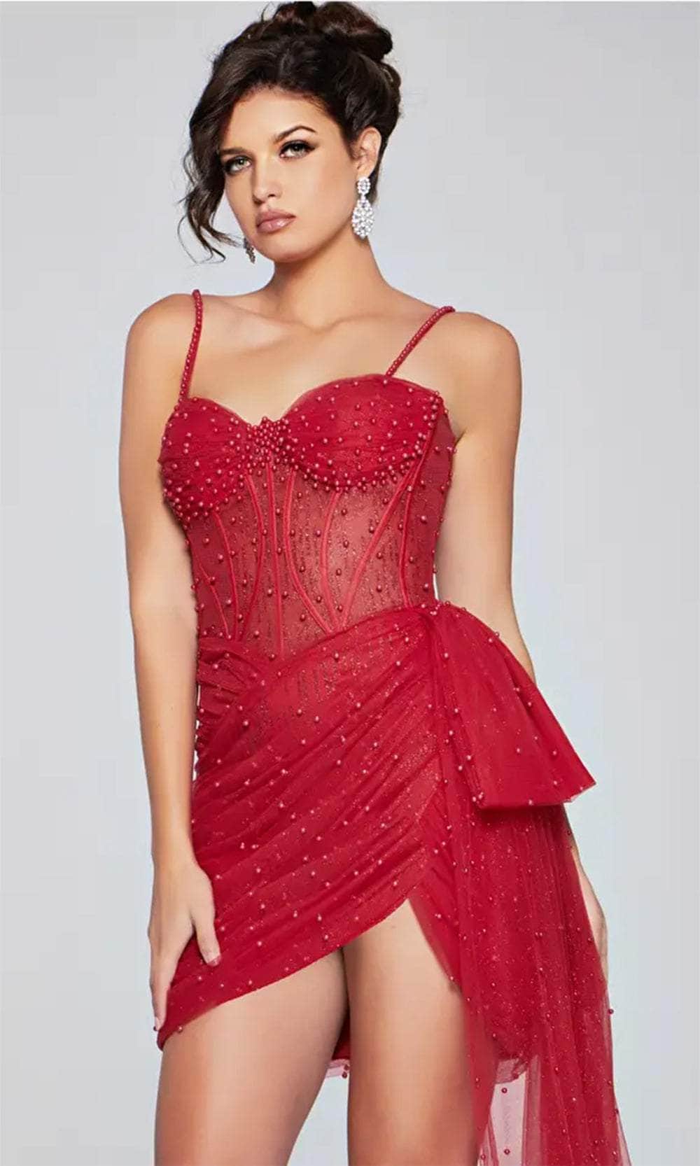 Jovani 42368SC - Sleeveless Pearl Ornate Cocktail Dress - Image 8