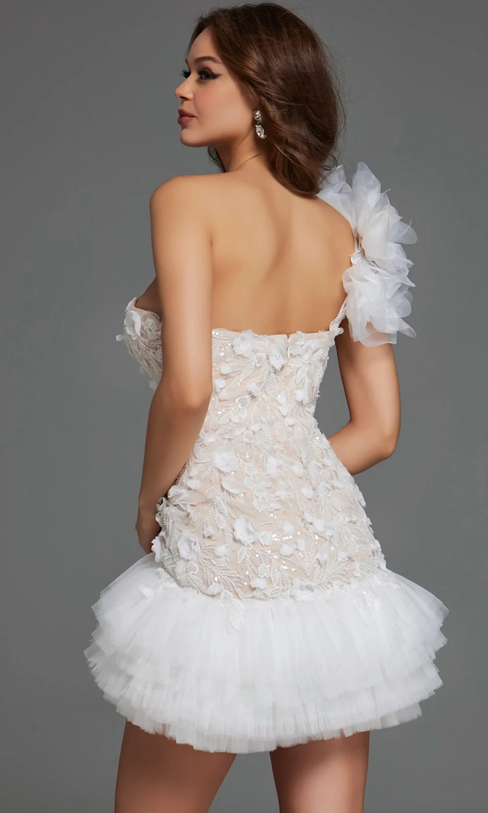 Jovani 42536 - Plunging Sweetheart Floral Dress with Ruffles - Image 2