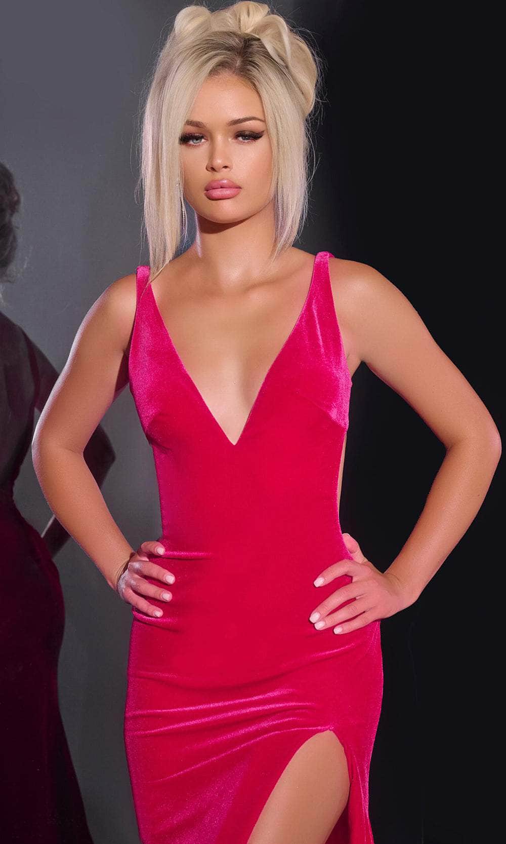 Jovani 43578 - Velvet Illusion Cutout Prom Gown - Image 4