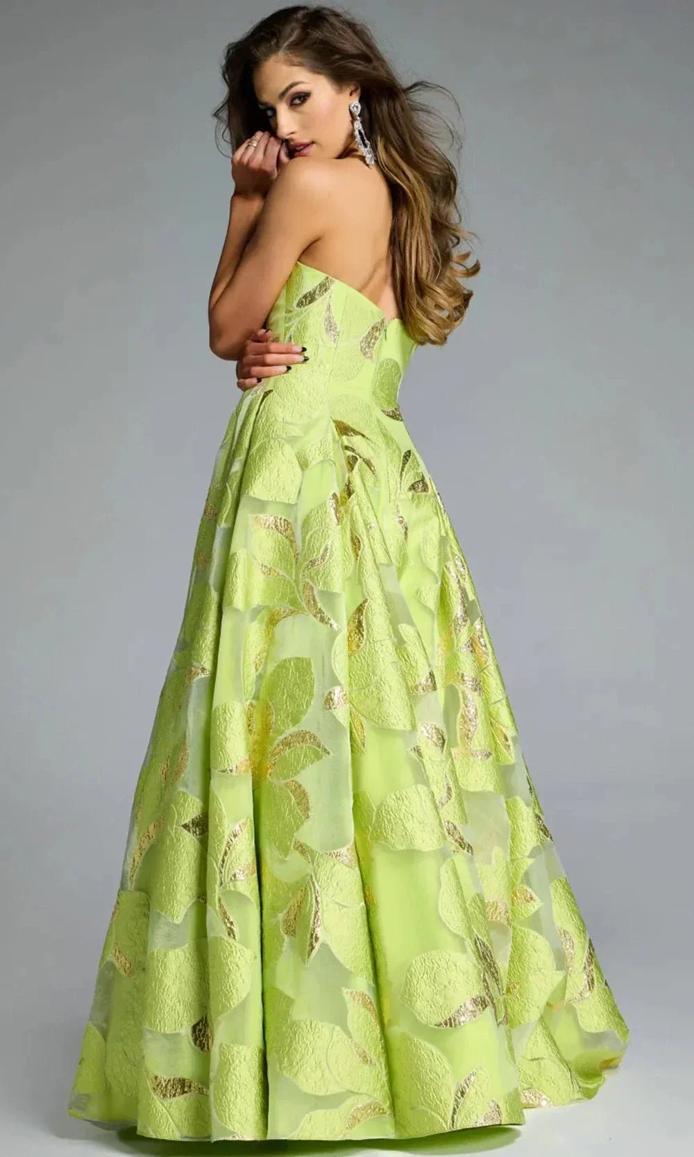 Jovani 4436 - Strapless Floral Textured Gown - Image 2
