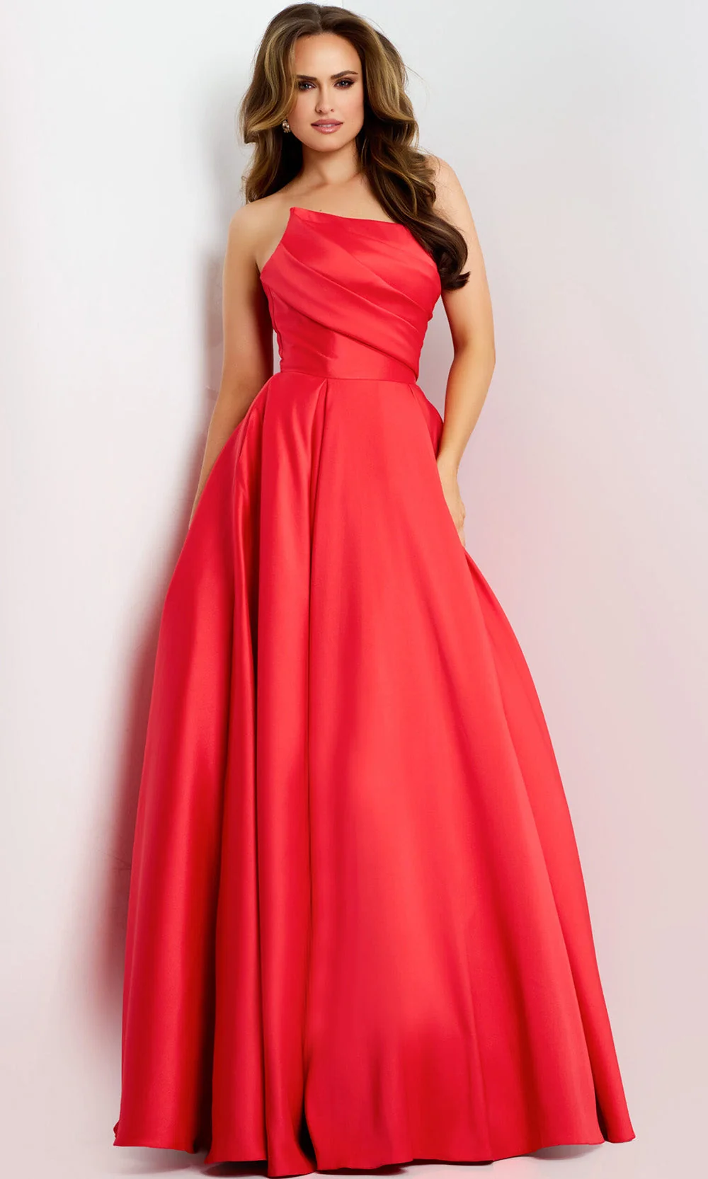 Jovani 44533 - Pleated Bodice Asymmetric Ballgown - Image 4