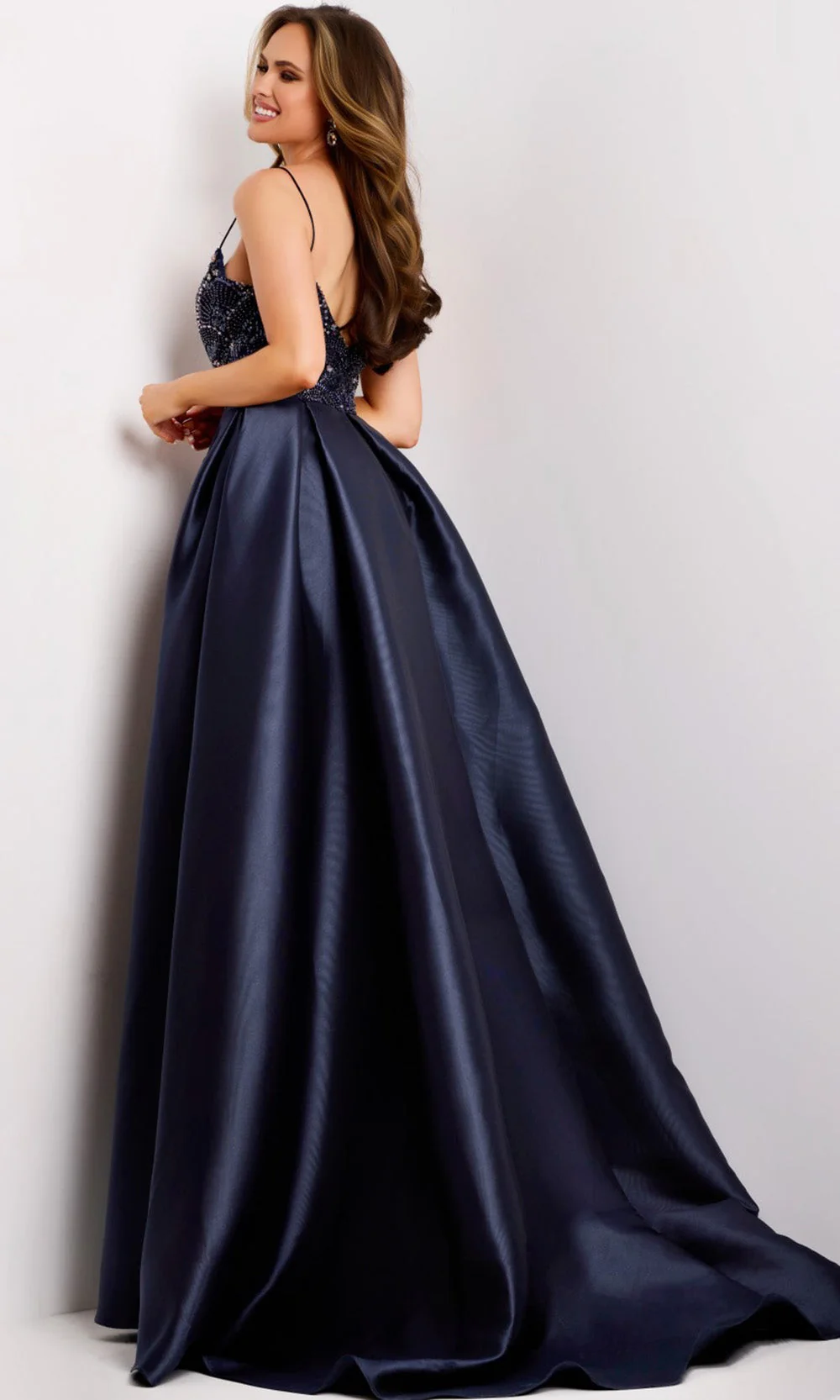 Jovani 44587 - Scoop Neckline Mikado Embellished Gown - Image 2