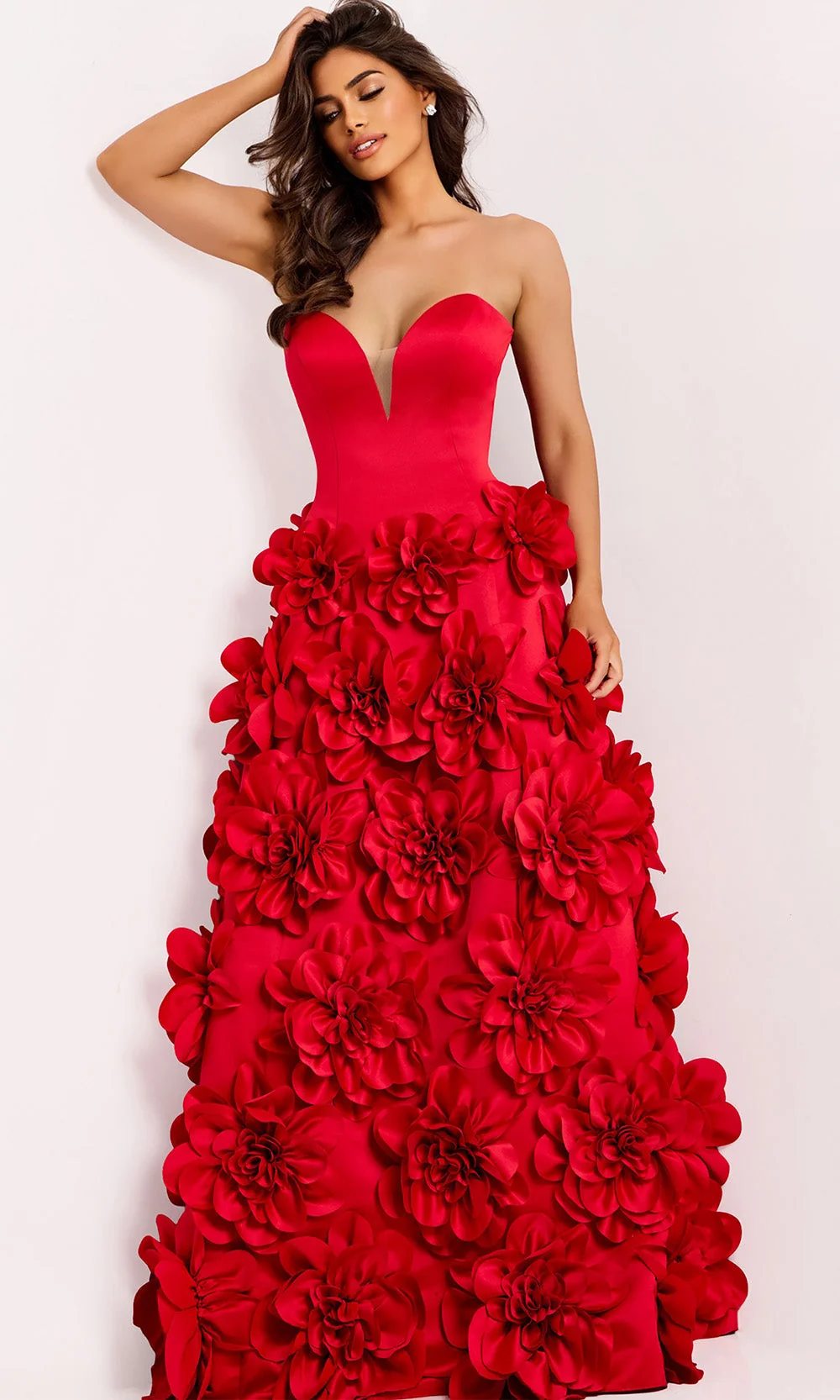 Jovani 45661 - Dimensional Floral Sweetheart Prom Gown
