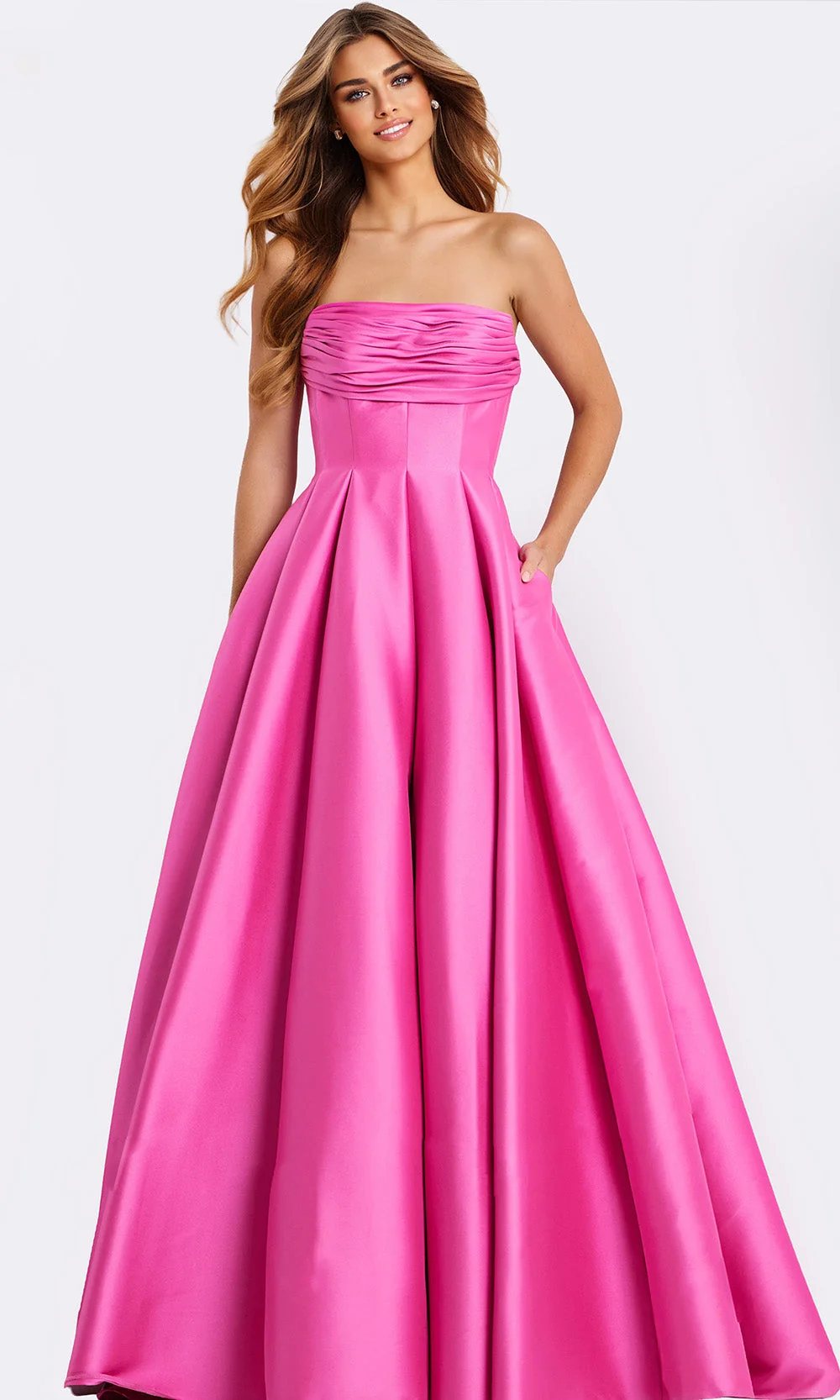 Jovani 47570 - Strapless Pleated Ballgown with Pockets