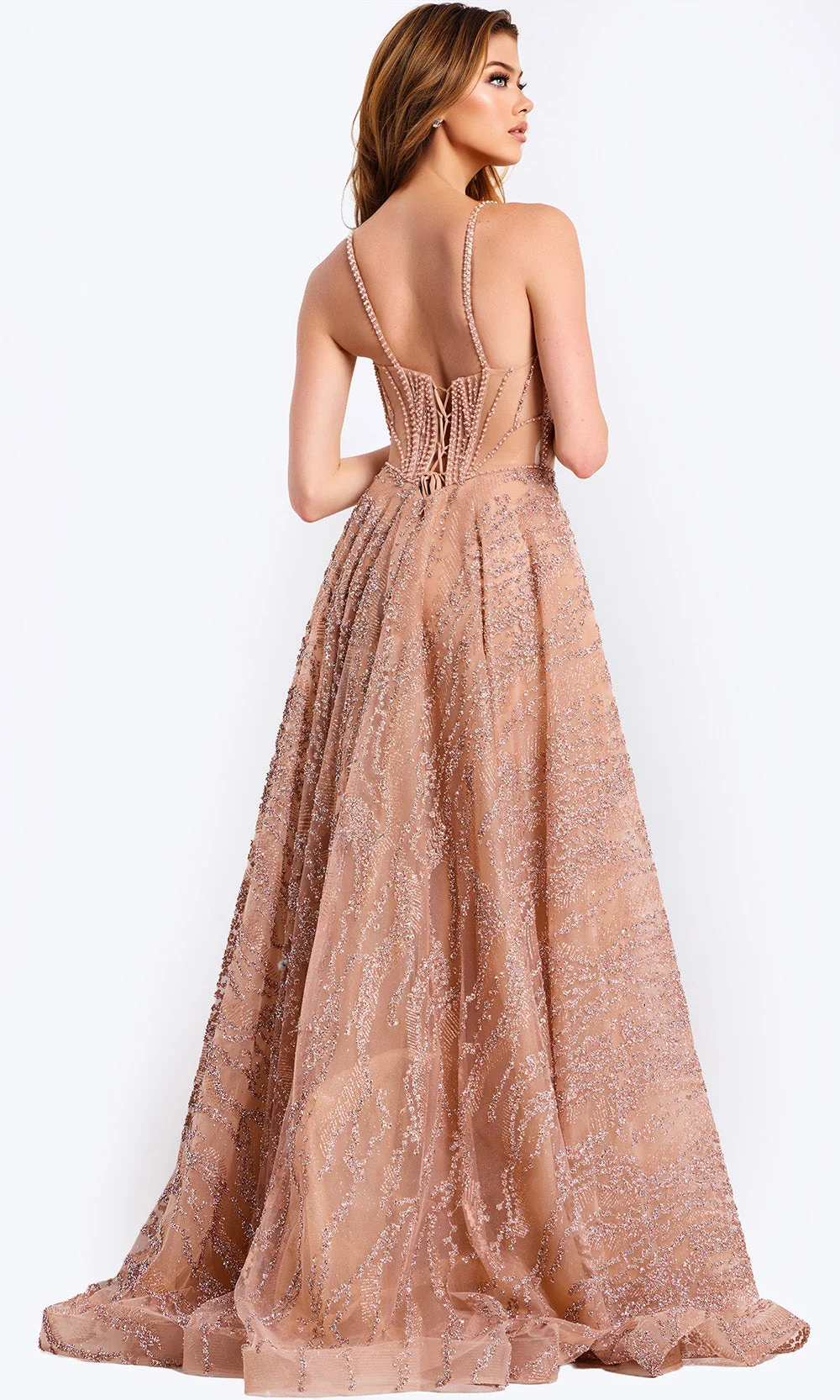 Jovani 48365 - Sparkle Corset Sleeveless A-Line Gown - Image 2