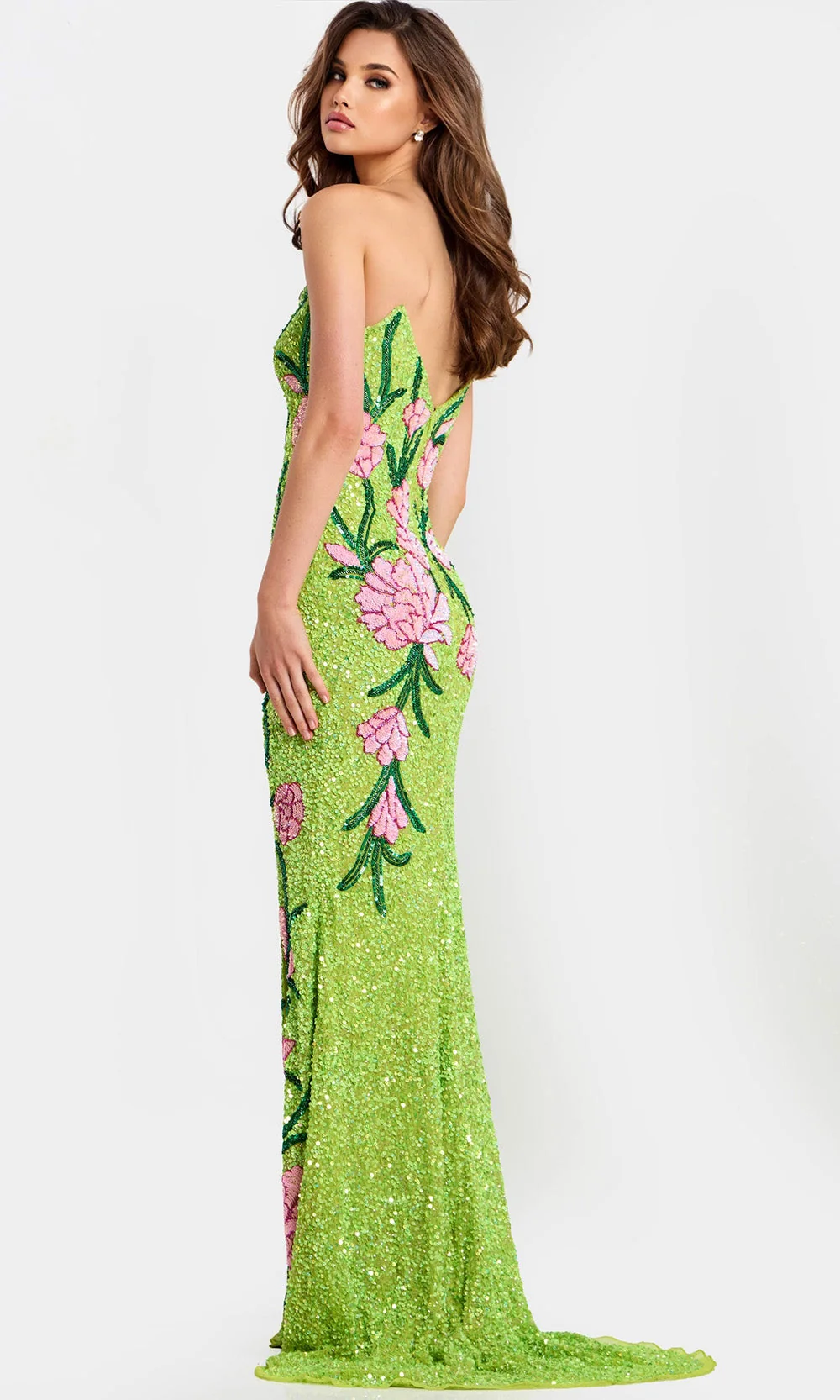 Jovani 49231 - Fully Embellished Strapless Slit Dress - Image 3