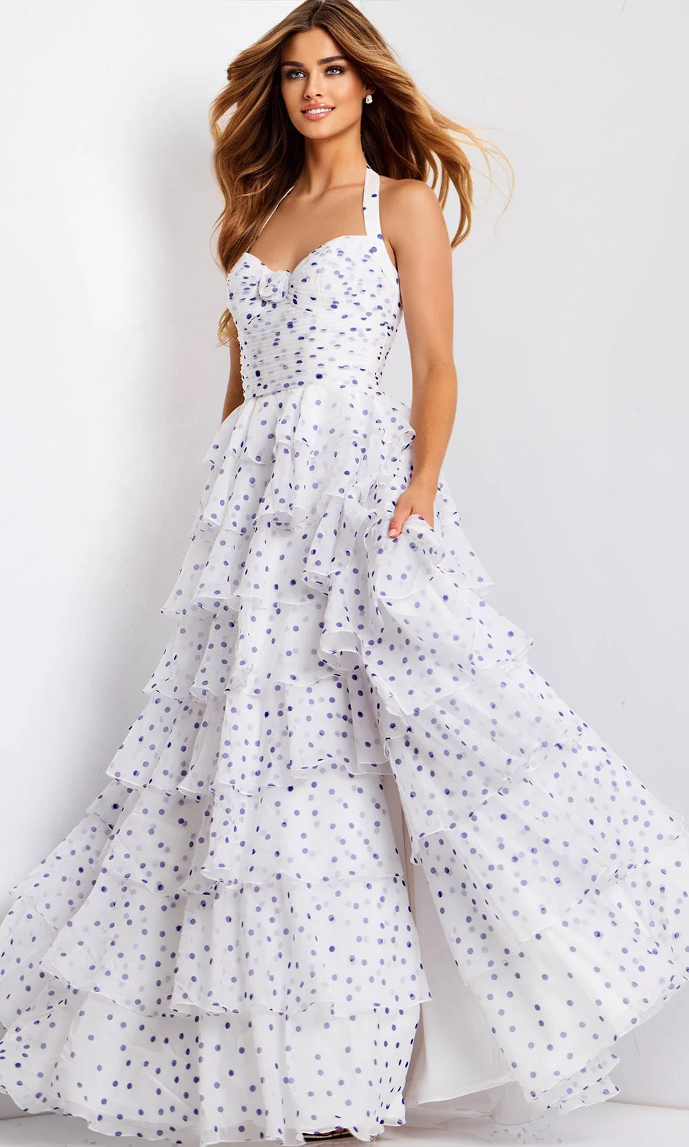 Jovani 49776 - Tiered Polka Dot A-Line Gown - Image 3