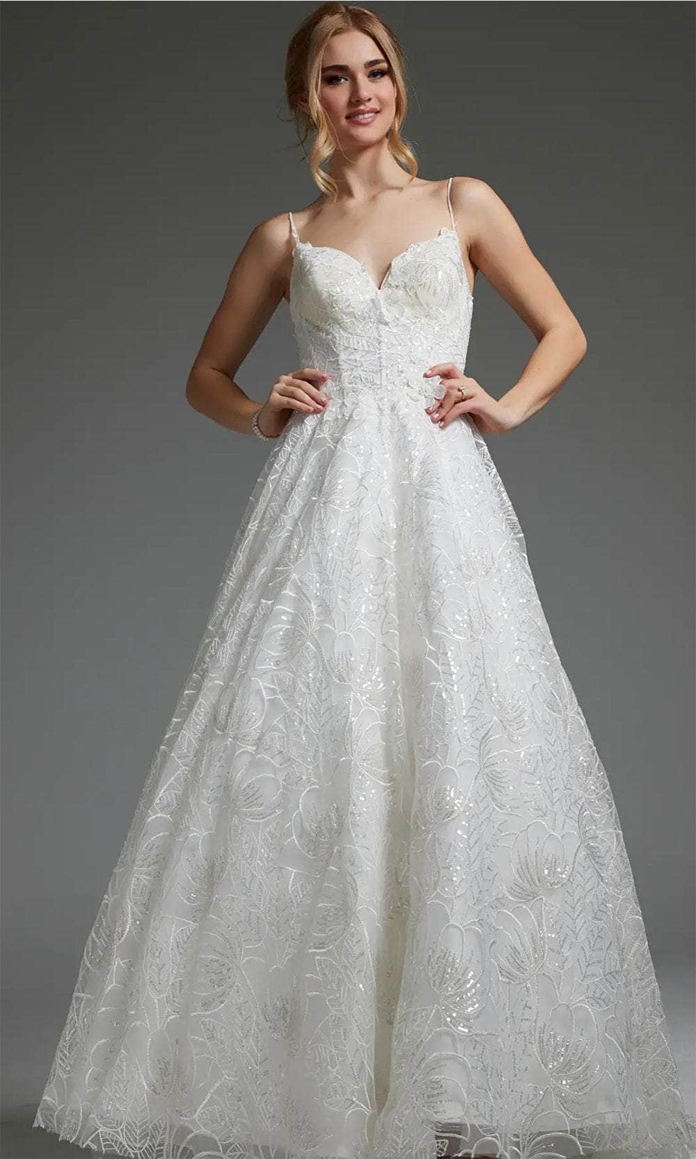 Jovani JB422225 - Illusion V-Back Bridal Gown - Image 3