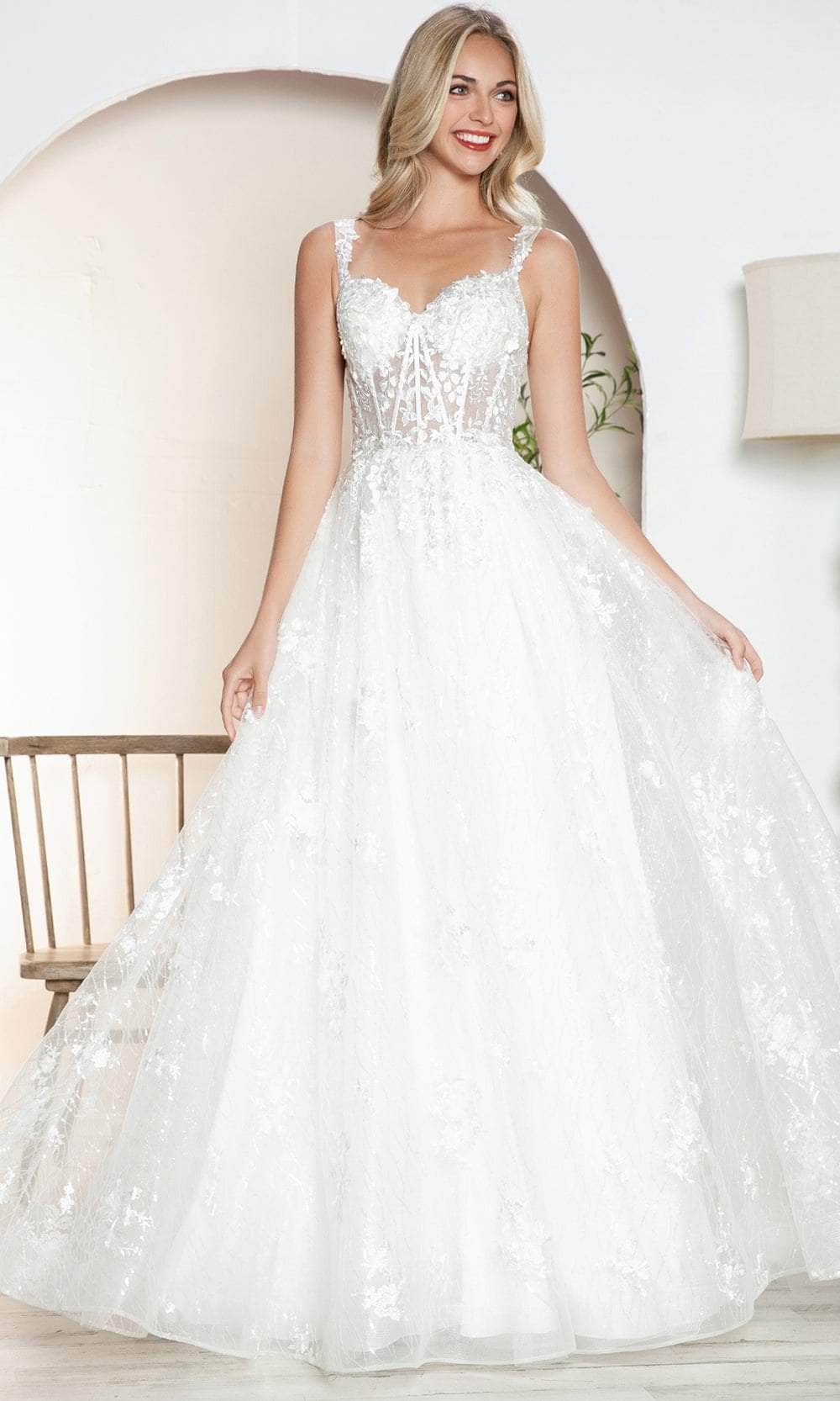 Juliet Dresses 2495AW - Sheer Bodice Tulle Gown with Spaghetti Straps - Image 3