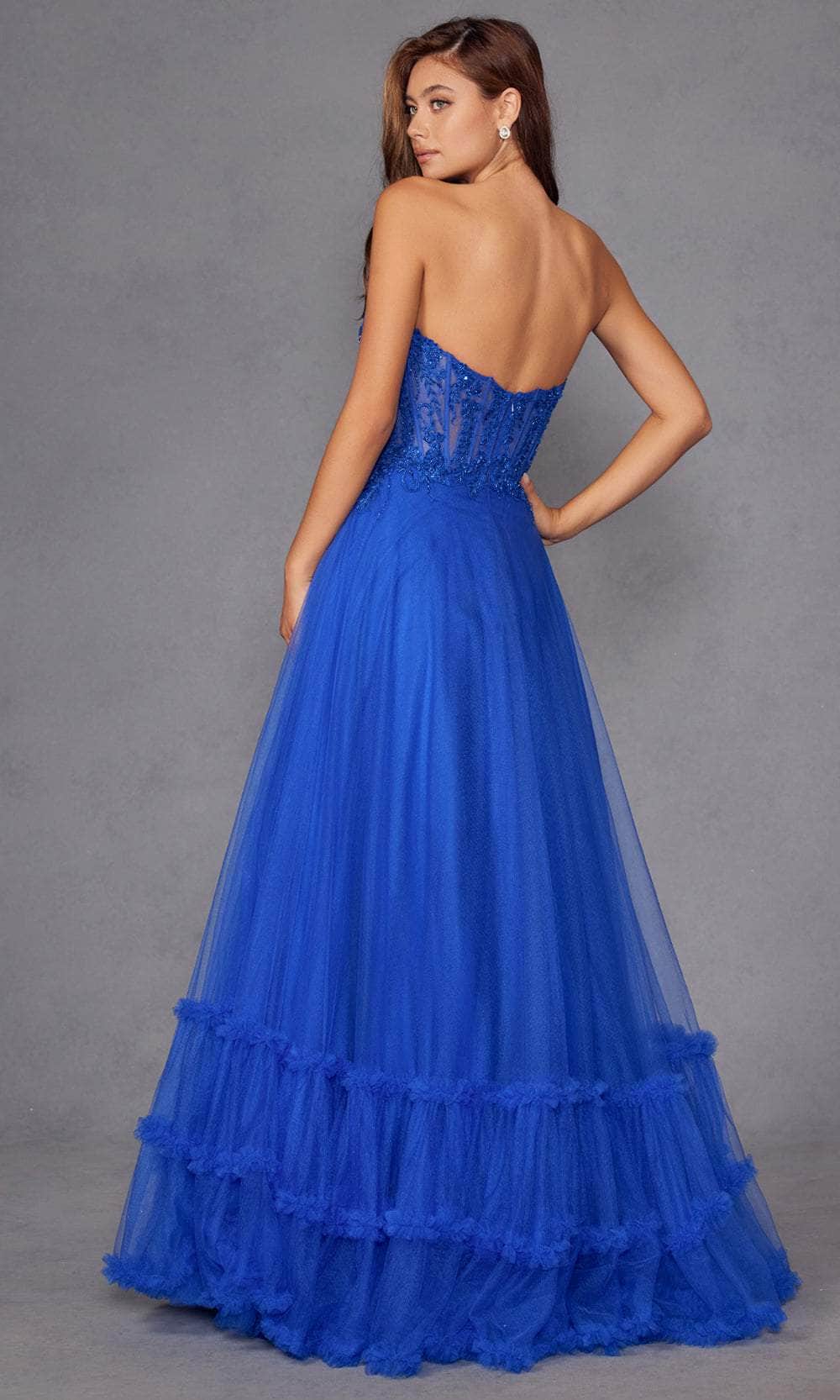 Juliet Dresses 2561S - Lace Applique Strapless Ruffled Gown - Image 13