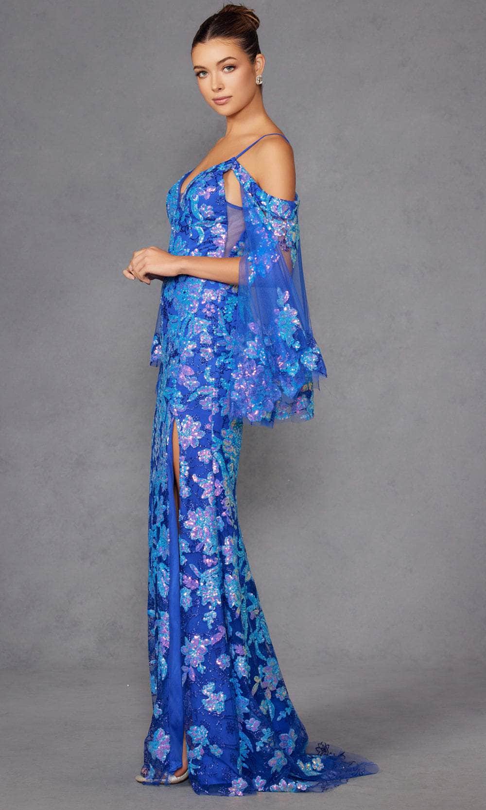 Juliet Dresses 2564U - Sheer Bell Sleeve Embroidered Gown - Image 15