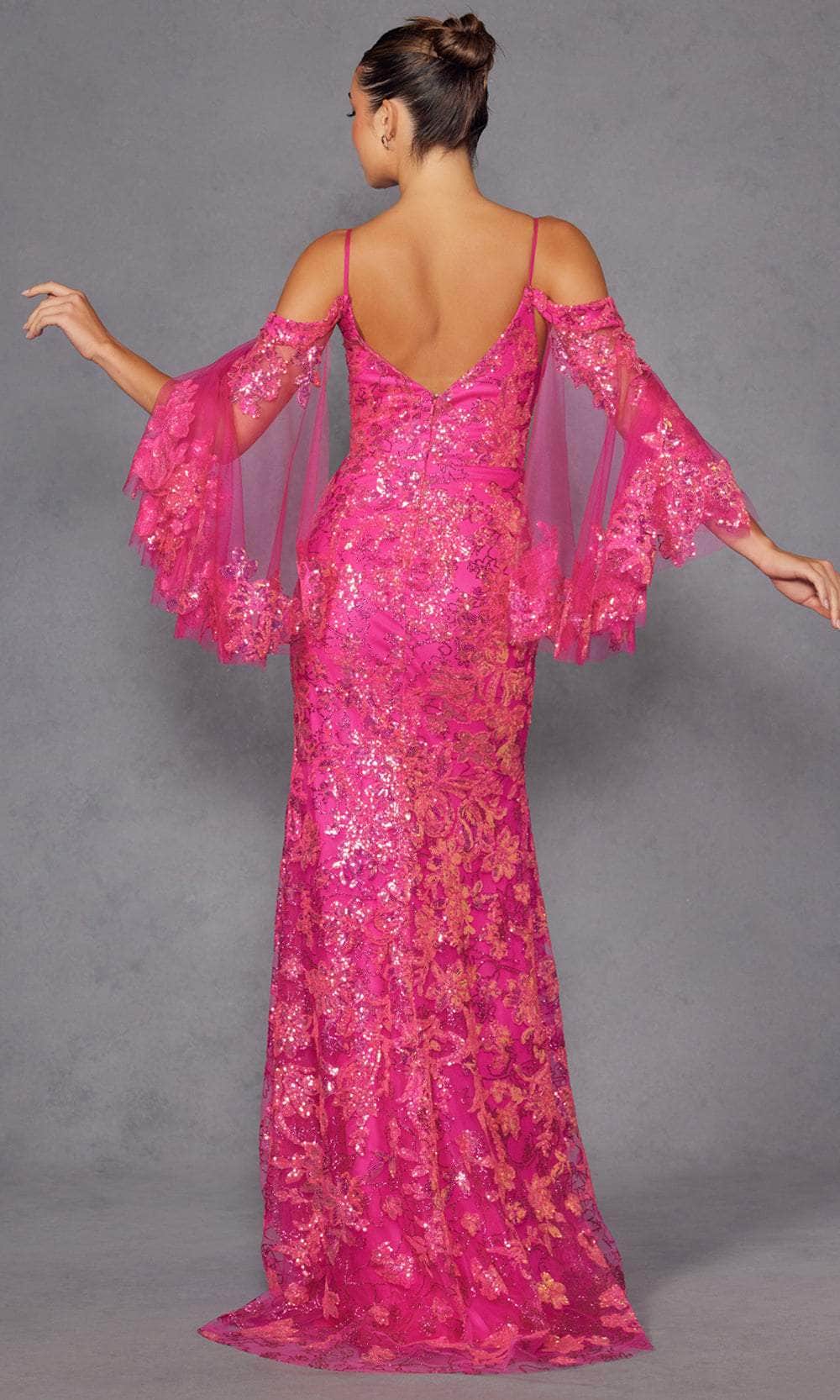 Juliet Dresses 2564U - Sheer Bell Sleeve Embroidered Gown - Image 2