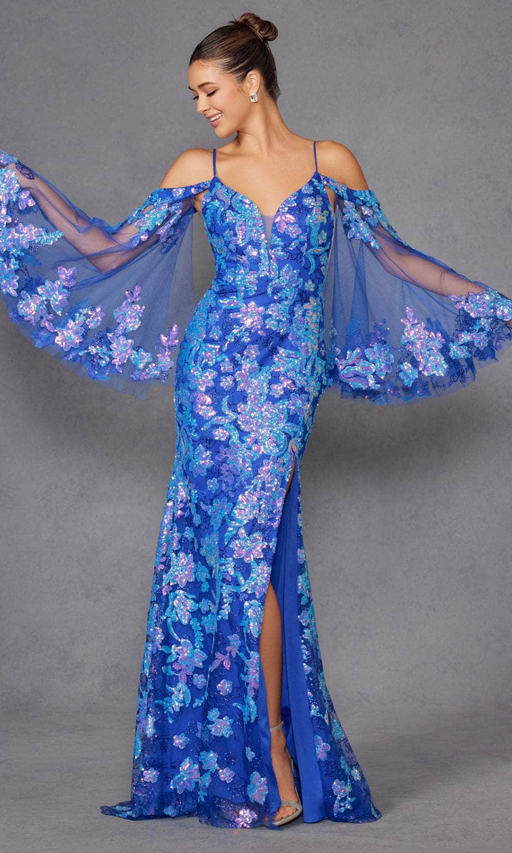Juliet Dresses 2564U - Sheer Bell Sleeve Embroidered Gown - Image 23
