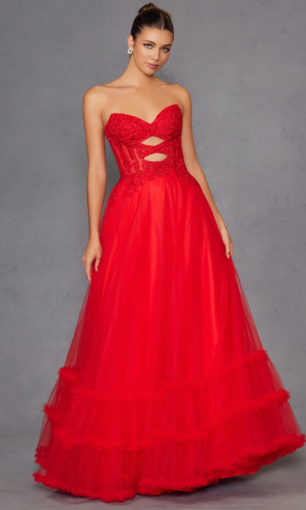 Juliet Dresses JT2561S - Embroidered Top Sweetheart Long Dress