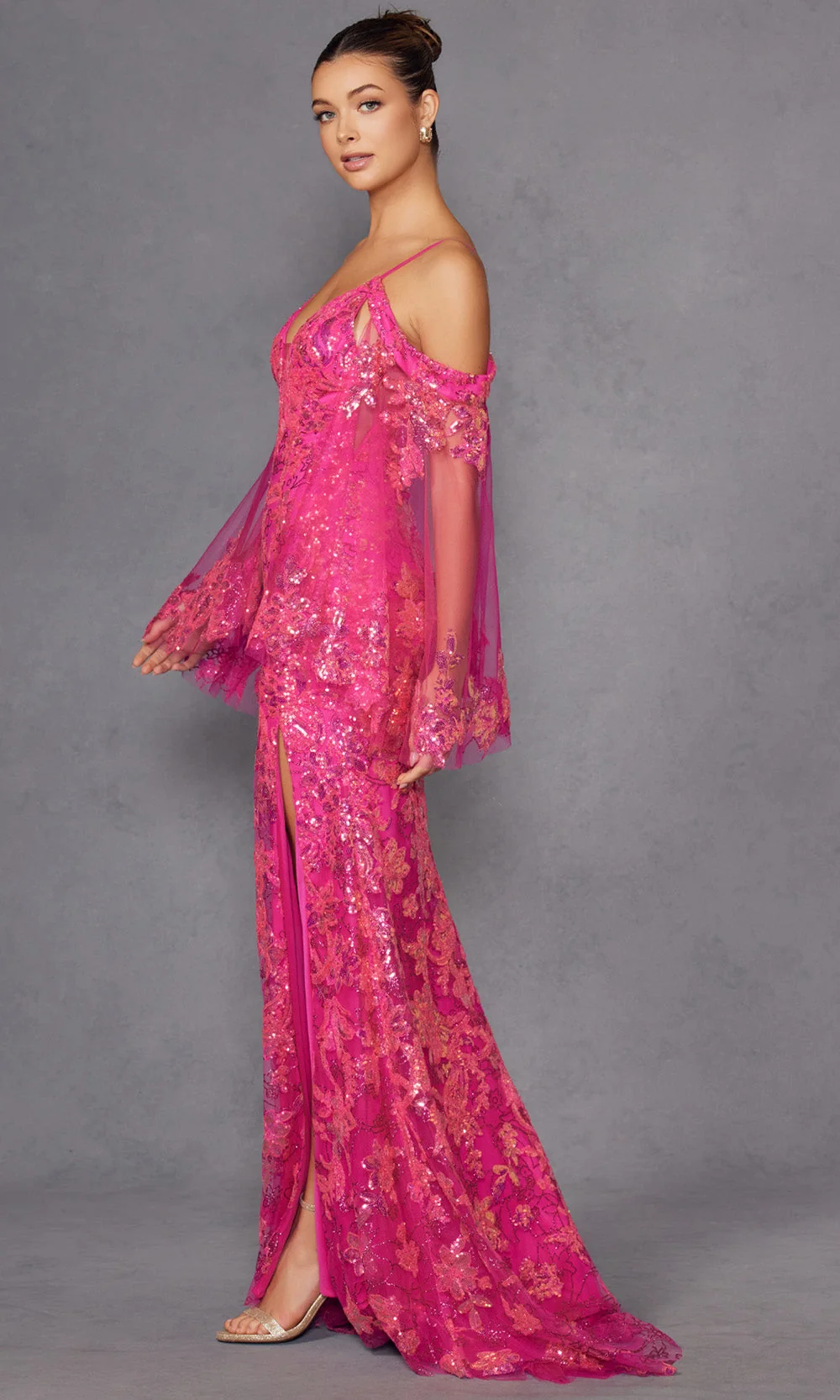 Juliet Dresses JT2564U - V-Neck Cold Shoulder Sheath Dress - Image 3