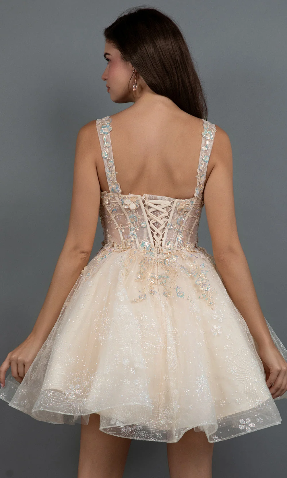Juliet Dresses JT976L - Floral Applique Sweetheart Mini Dress - Image 5