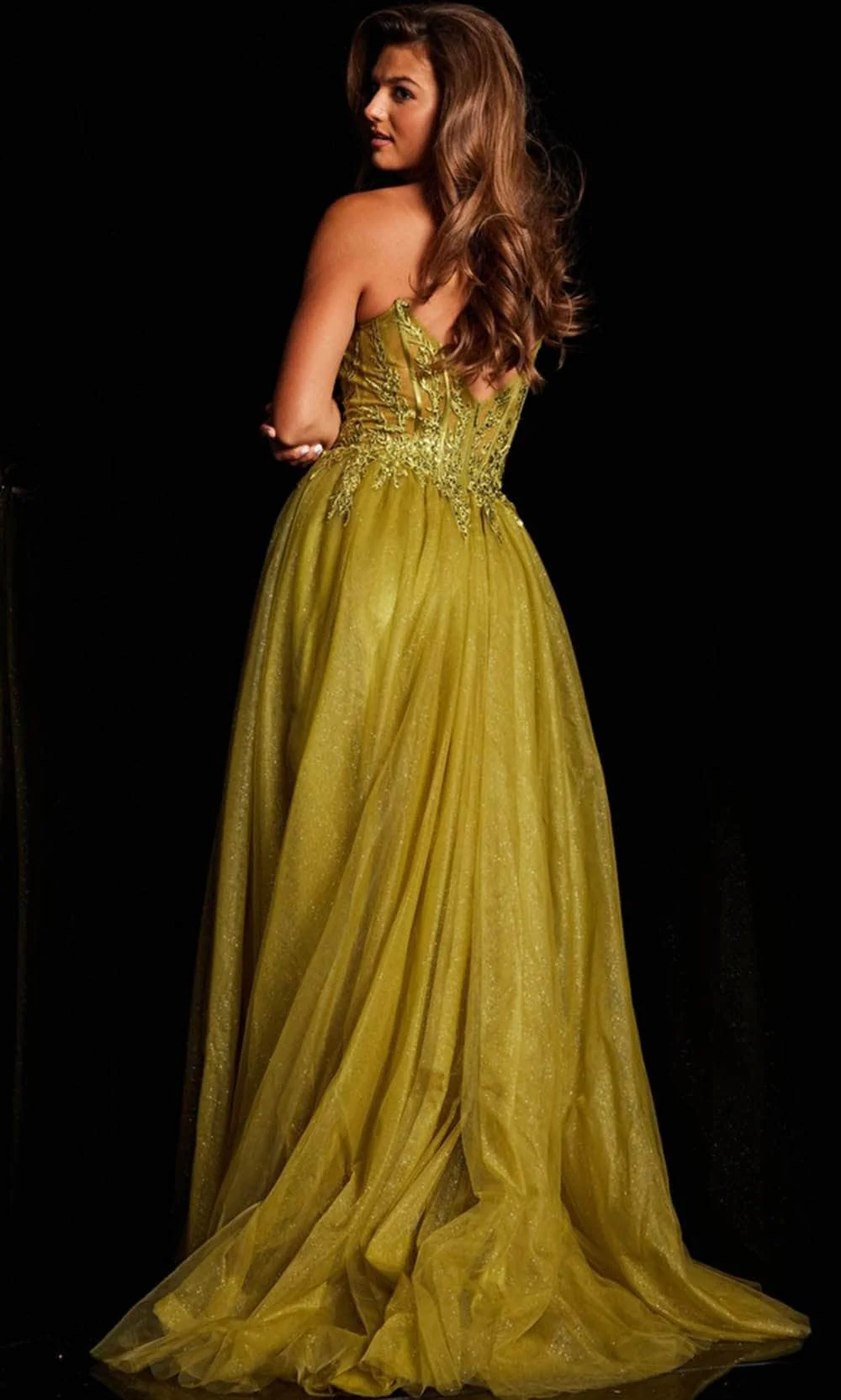JVN by Jovani JVN37520 - Strapless Glitter Tulle Gown - Image 2