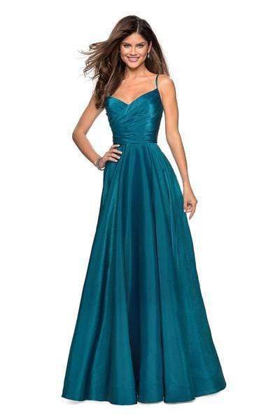 La Femme 27226 - Pleated Satin Dress - Image 6