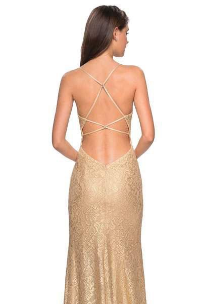 La Femme 27725 - Lace Deep V-neck Dress - Image 4