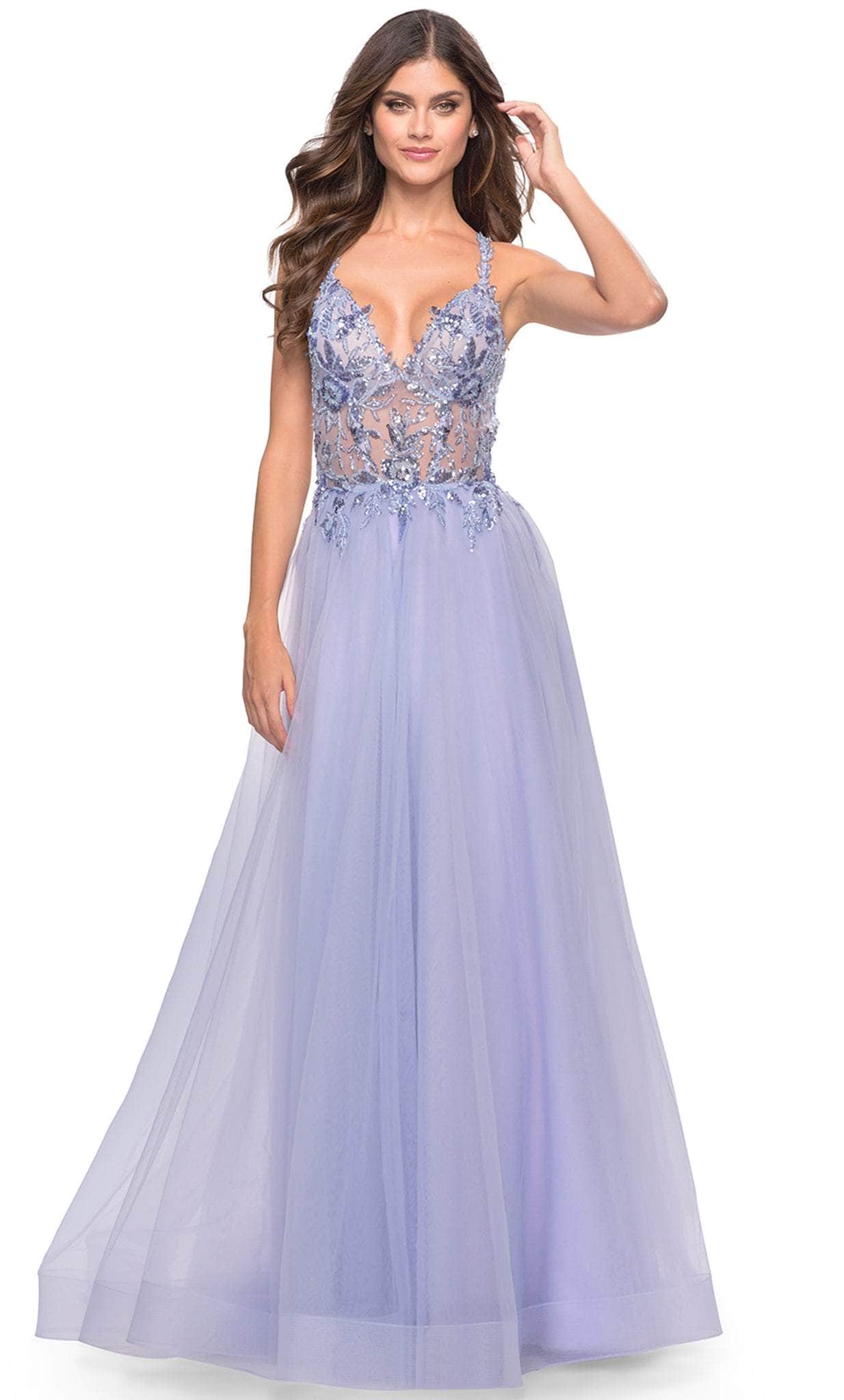 La Femme 31369SC - Sheer Beaded A-Line Prom Dress - Image 3