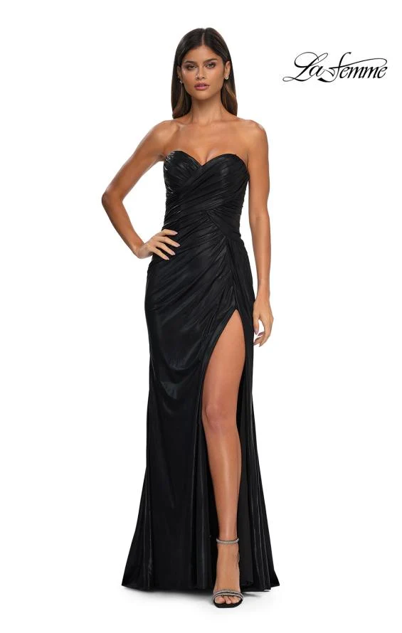La Femme 32375 - Strapless Metallic Jersey Prom Gown - Image 4