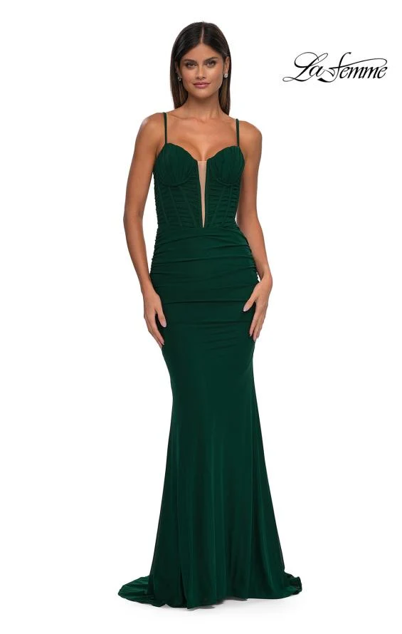 La Femme 32642 - Fitted Net Jersey Prom Gown - Image 6