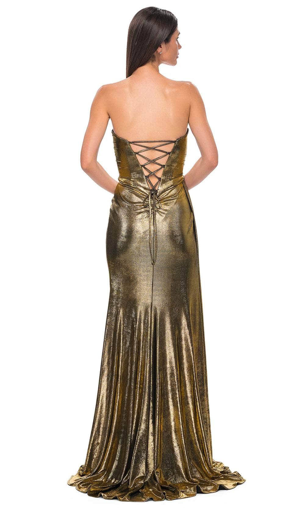 La Femme 32830 - Ruching Metallic Evening Gown - Image 2