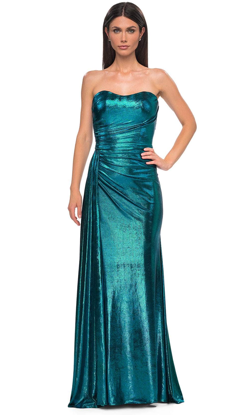 La Femme 32830 - Ruching Metallic Evening Gown - Image 8